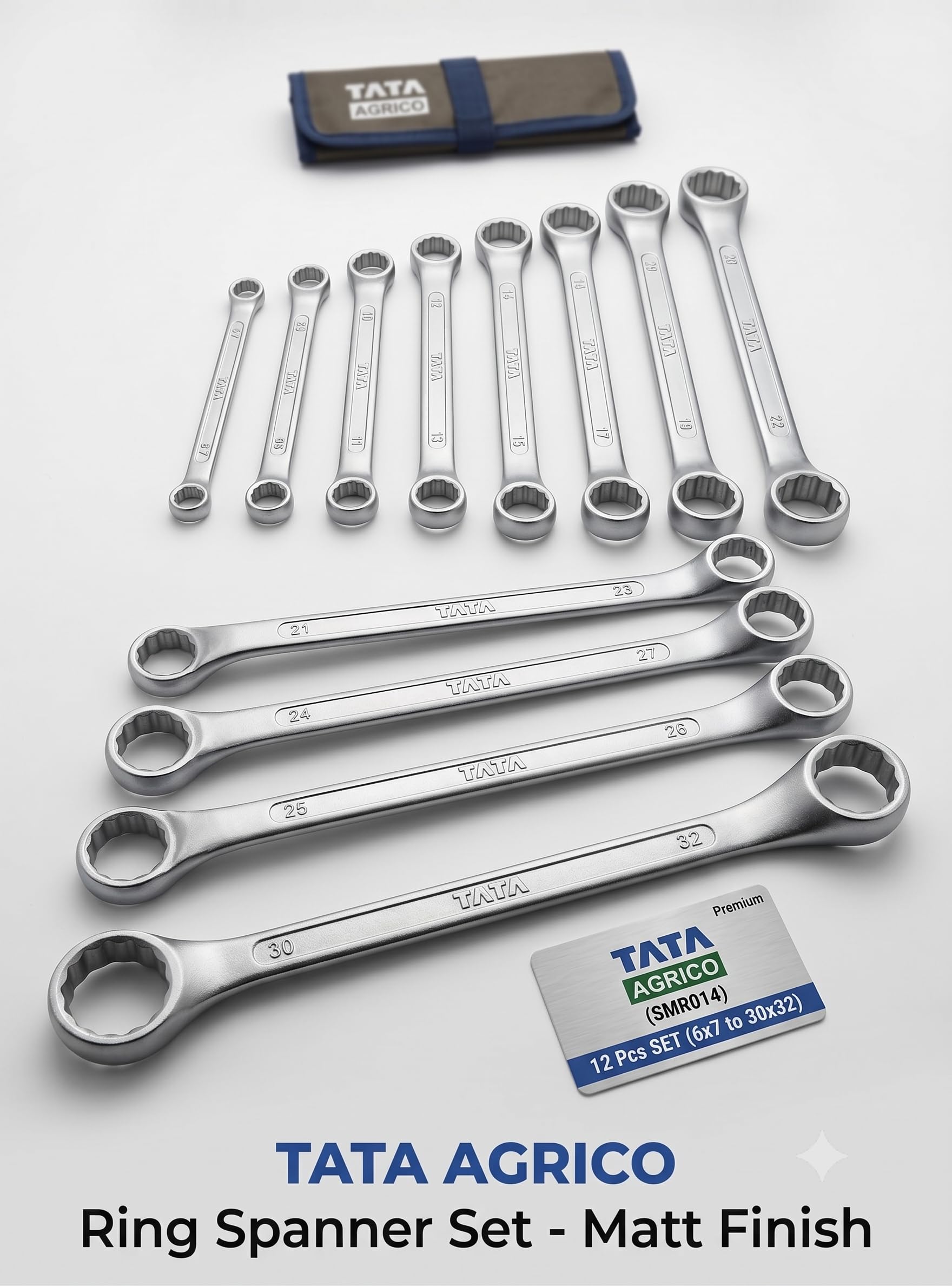 AGRICO 12-in-1 Ring Spanner Set - Durable & Rust-Resistant -2