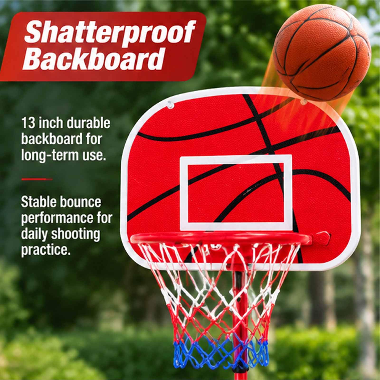 Aro de Baloncesto portátil, Altura Ajustable de 63-165 cm