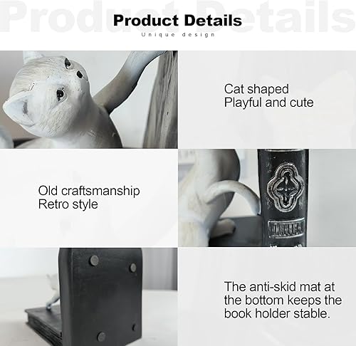 Miniatura 7 de LIFFY Sujetalibros decorativos  Soporte resistente para libros  Tapón decorativo antideslizante para libros  Lindos extremos para libros de gatos