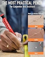 Vista 5 de Nicpro Juego de 11 lápices de carpintero con sacapuntas, lápices mecánicos de carpintero con 40 repuestos, punzón central automático y herramienta