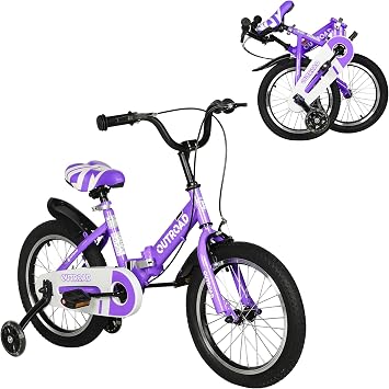 Kids Bike for 3-10 Years Old Boys and Girls, 14/16/18 Inch Baby Bike with Flash Lighting Training Wheels for Children, Foldable Toddler Bicycles with Dual Handbrakes, Multiple Colors