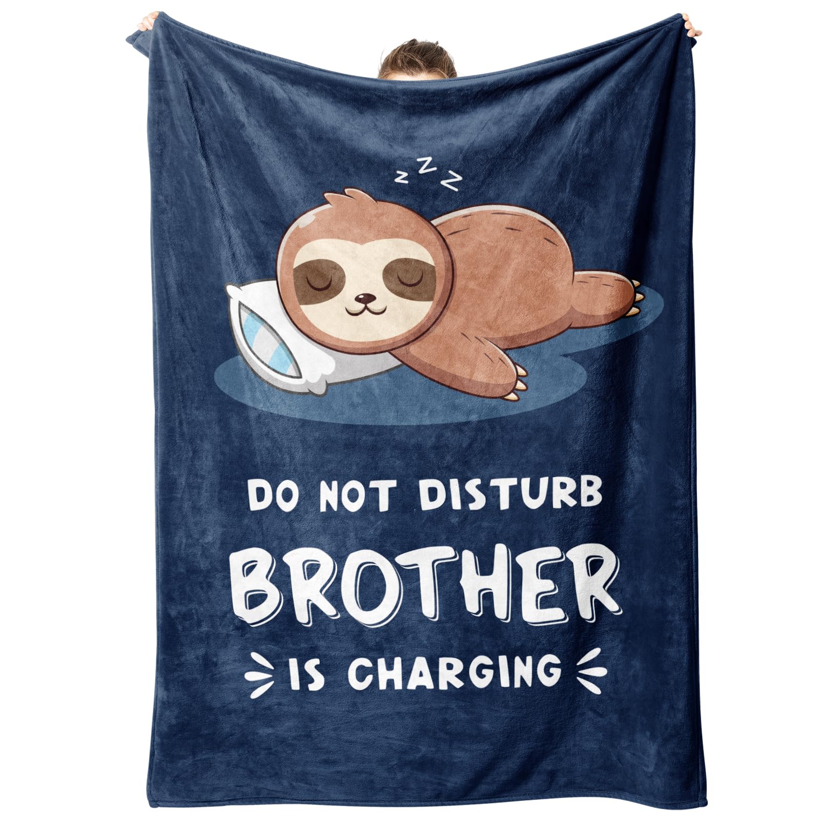 Funny Big Brother Gift, Brother is Charging Sloth Blanket, Birthday Gifts for Brothers Adult, Brother's Gitfs for Christmas Fathers Day, Soft Sloth