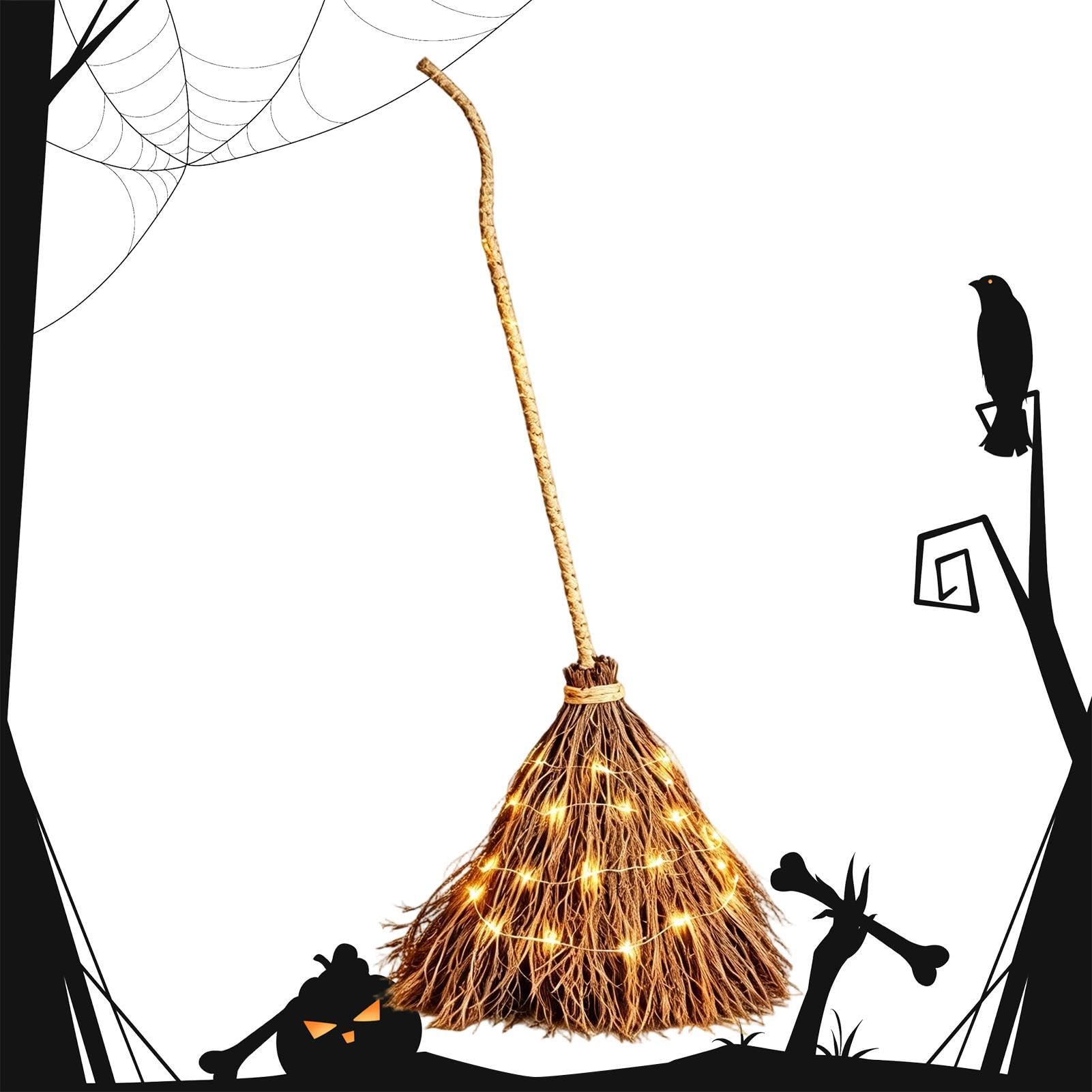 Escoba Halloween Accesorios De Foto Gigantes Con Batería Para Interior Y | Escoba Bruja Deco Puerta De Entrada Para Fiestas Vacaciones Festivales Patios Cursos Jardines Casas Salas Balcones