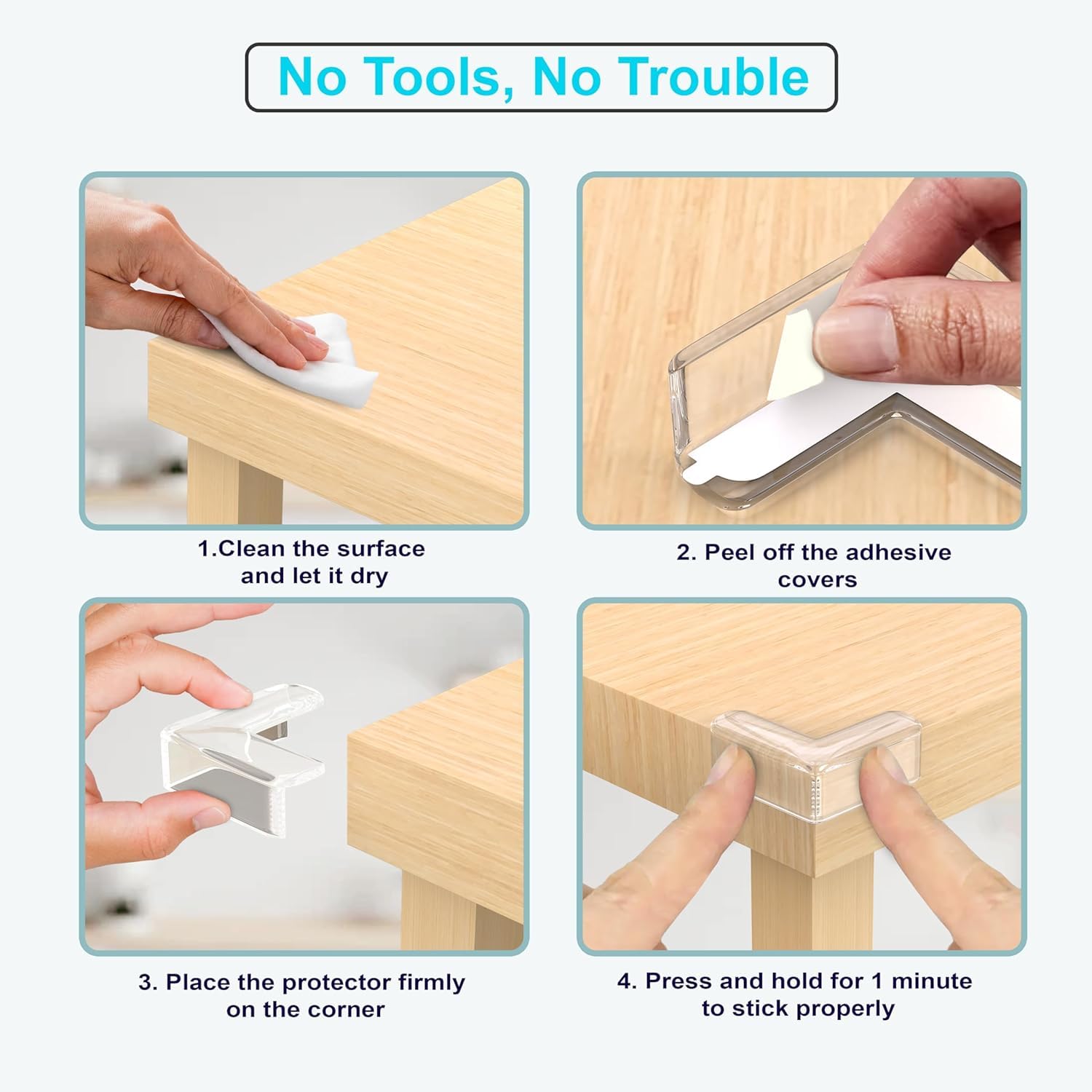 Clear Silicone Corner Protectors 24 Pack, Transparent - Image 3