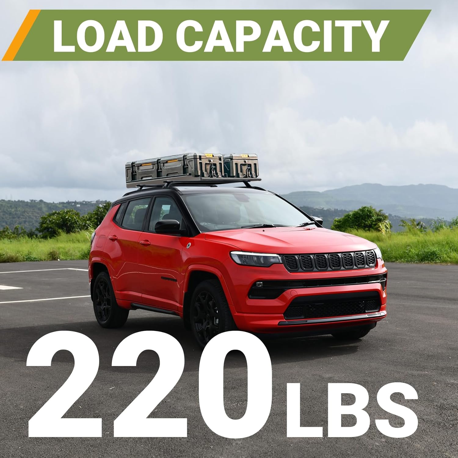 Roof Racks Cross Bars Compatible with Jeep Compass 2018-2026 Heavy Duty Aluminum 220lbs Crossbars Rails Cargo Rooftop Bike Snowboard Skiboard Luggage Rack Cargo Carrier Accessories