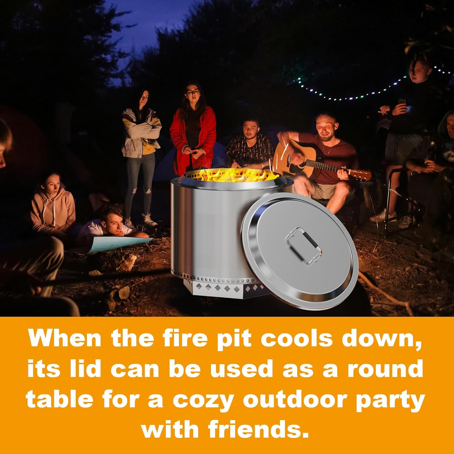 27" Fire Pit Lid with Handle for Solo Stove Yukon 1.0 / 2.0 Fire Pits, Stainless Steel Fire Pit Hard Cover with Fire Pit Cover, Camping Stove Accessories for Other 27" Outdoor Low Smoke Stoves