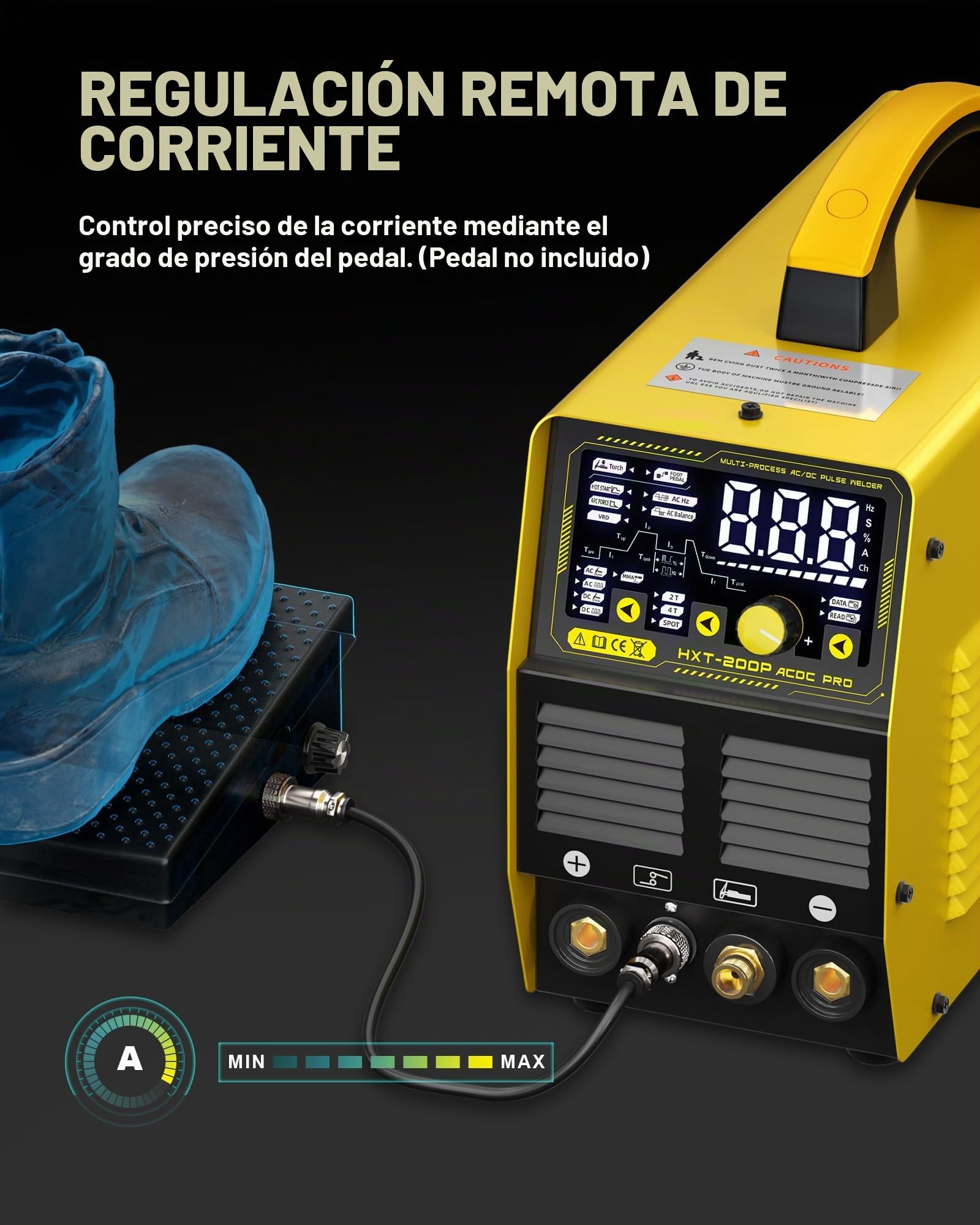 Haxiaoer TIG - Soldadora AC DC 200 A, 7 en 1 multifunción AC TIG/DC WIG/MMAE hand/argón/soldadura por puntos, pantalla LED digital con accesorios para aluminio y acero