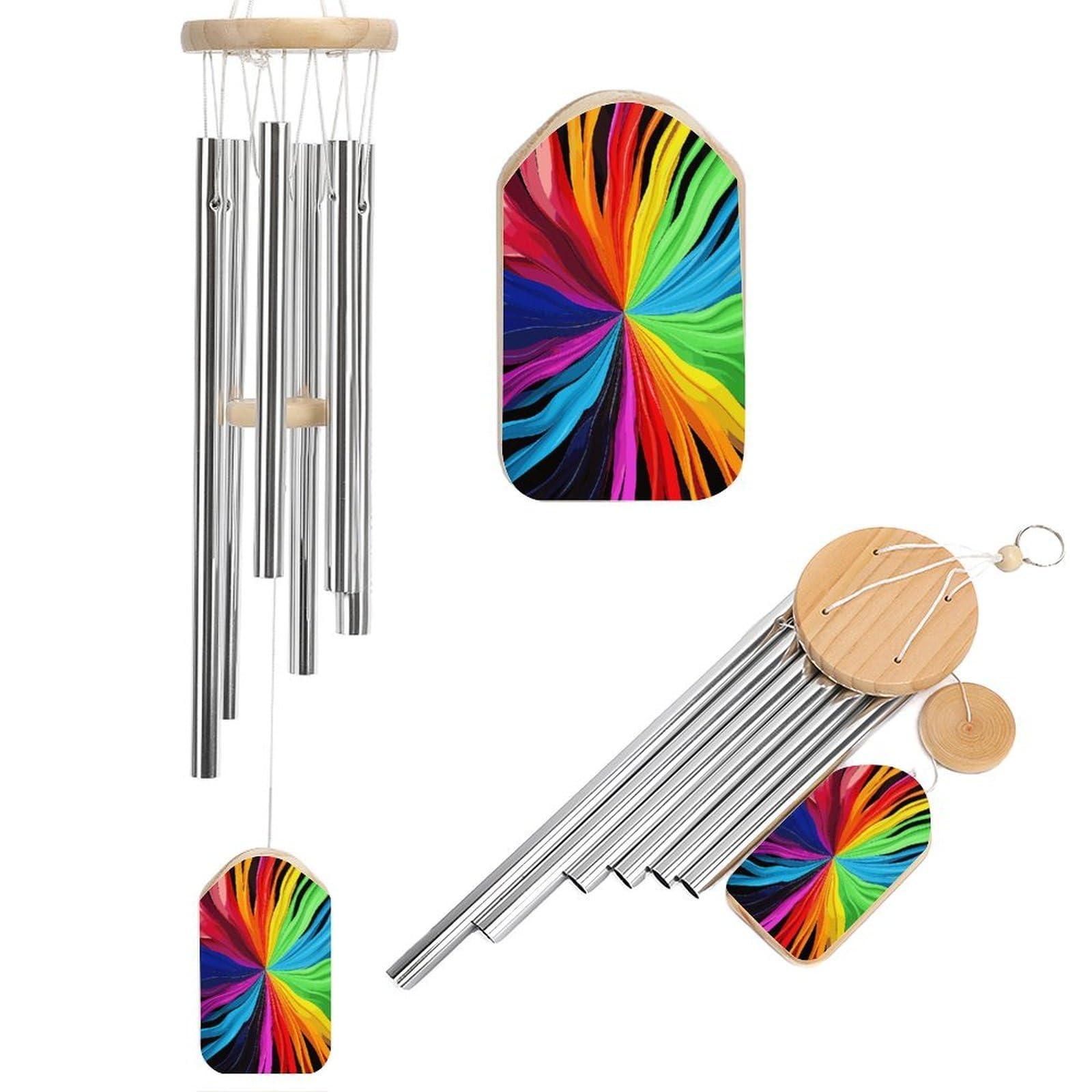 Khauerbc Women's Style Rainbow Colours Wind Chime-Outdoor-Garden Decors. Aluminium Wind Chimes To Melodic Tones .Memorial Wind Chime For Garden Yard Porch, Good Gifts For Mom Grandma Wife.