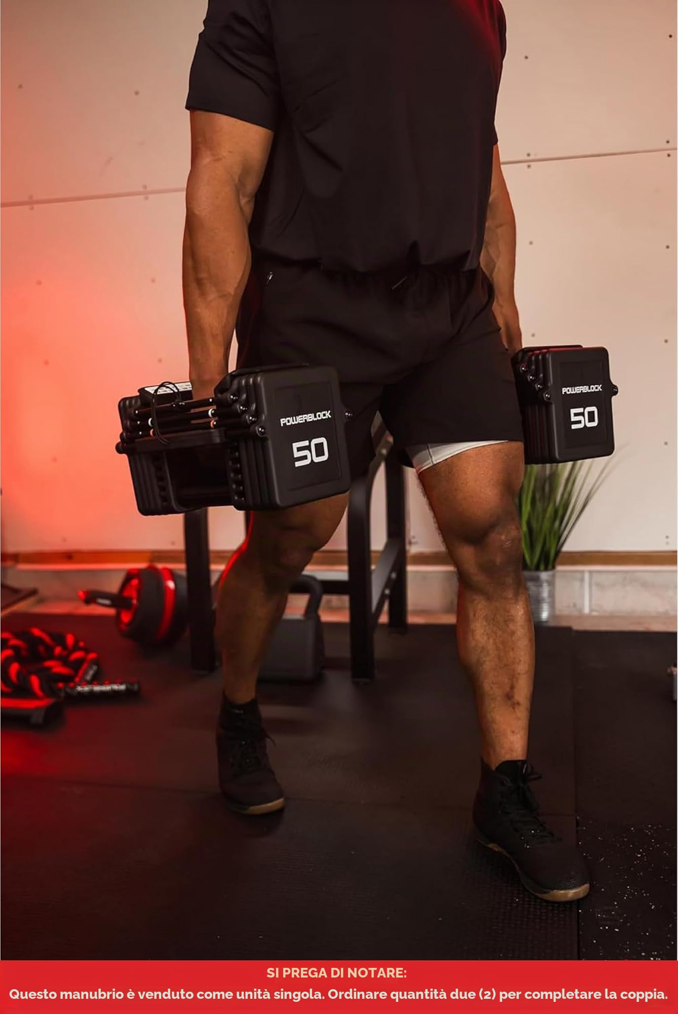 PowerBlock Manubri regolabili Pro 100, venduti come una singola unità da 2,3 a 45,4 kg, struttura in acciaio resistente, attrezzature per allenamento innovativo, allenamento della forza