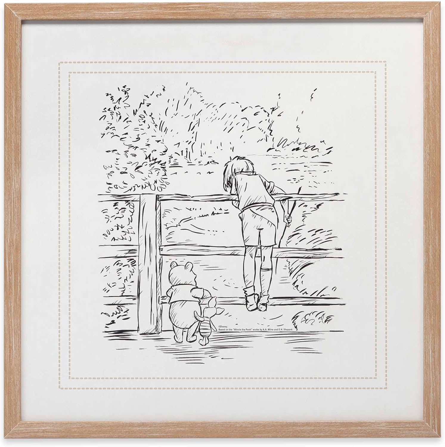 Disney Winnie the Pooh and Piglet True Friends Are Forever Framed Wood Wall Decor - Large Winnie the Pooh Picture for Kids' Bedroom or Nursery