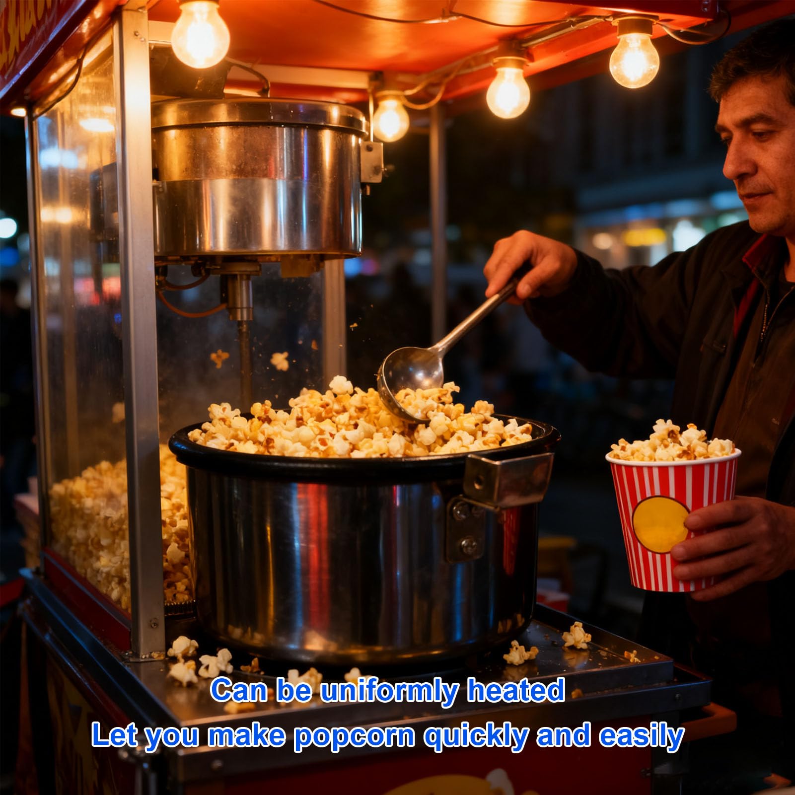 Olla para Palomitas de Maíz de Acero Inoxidable de Gran Capacidad para Hacer Palomitas de Maíz en Casa Rápidamente, Calefacción a gas/eléctrica: Noche de Cine, Reunión Familiar