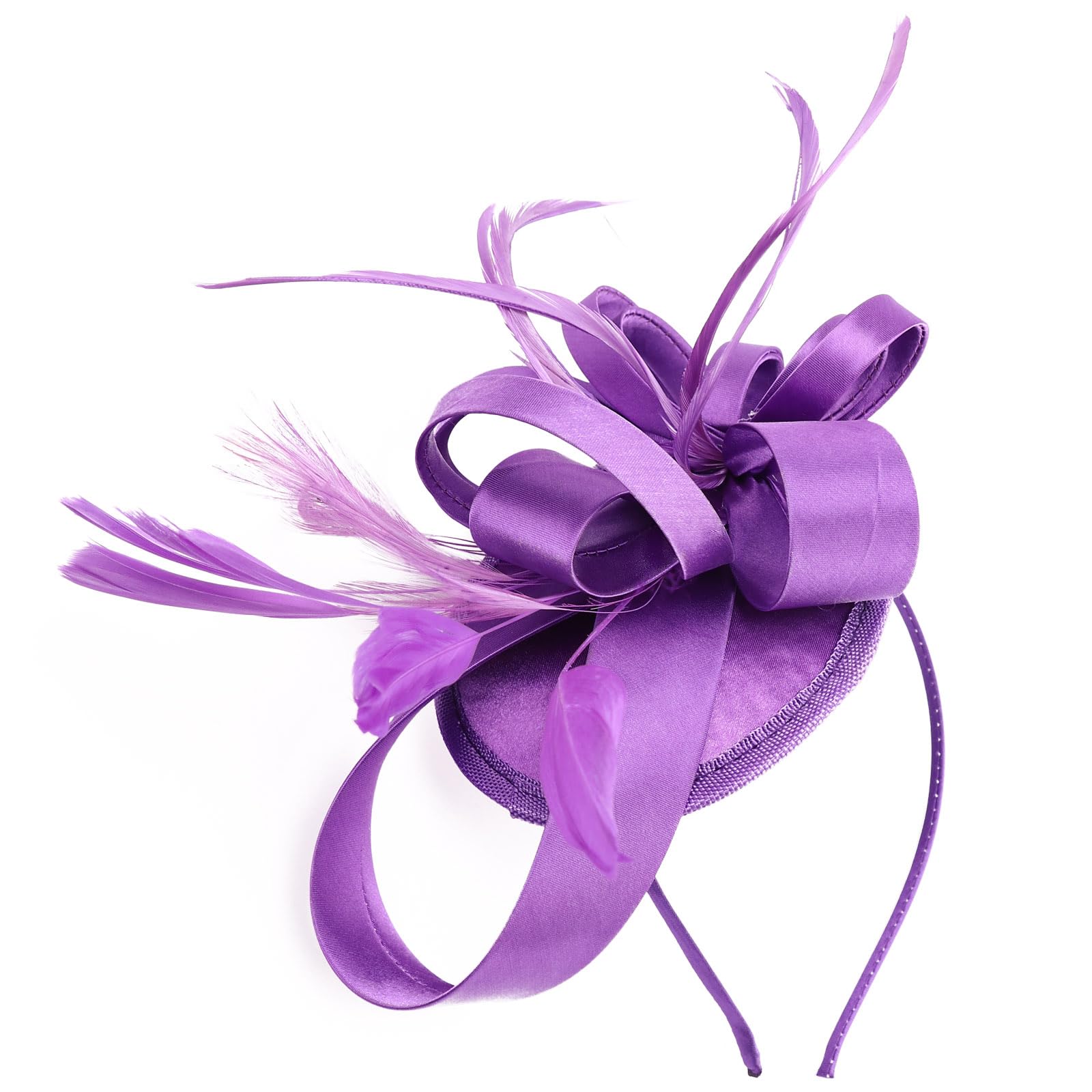 DRESHOW Fascinators Hat Ribbons Feathers on a Headband Clip Cocktail Tea Party Headwear for Girls and Women