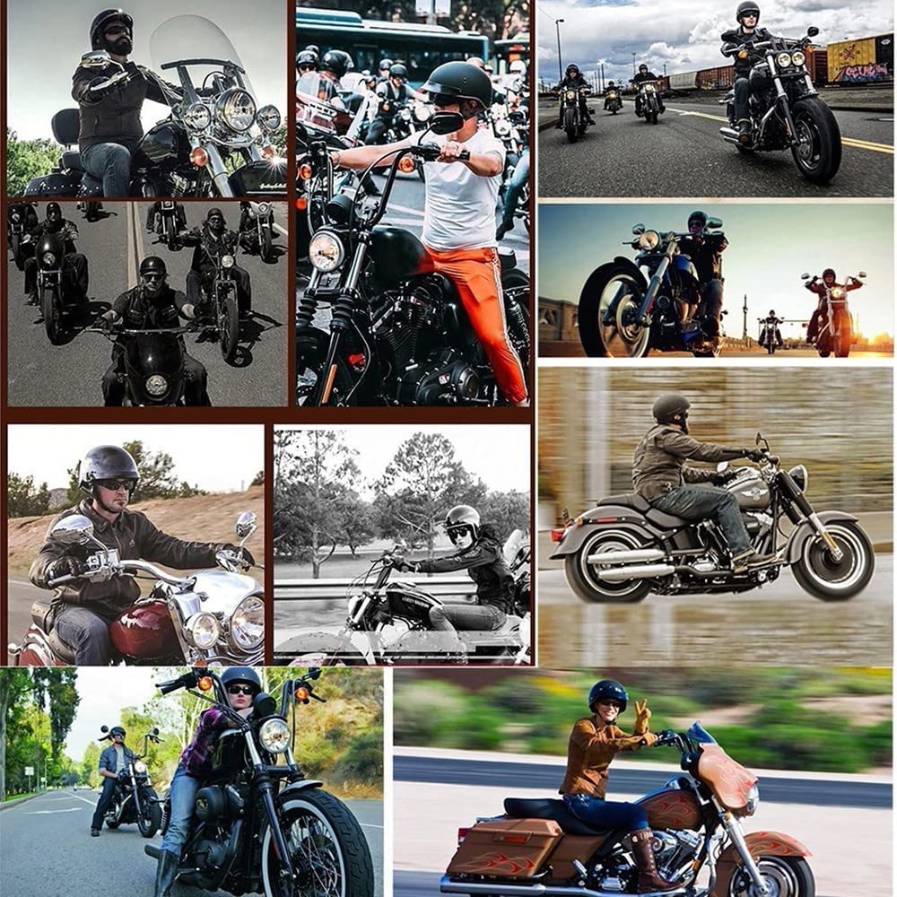 Halbschalenhelm Halbhelme Motorradhelm mit ECE Genehmigt Brain-Cap Halbschale Roller-Helm Scooter-Helm Jet-Helm Mit Visier Retro für Erwachsene Herren Damen (Color : 3, Size : 61~62cm)