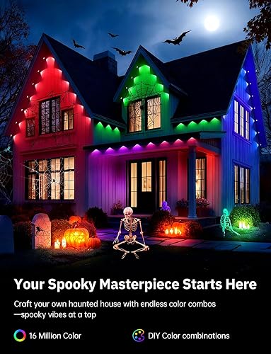 Miniatura 2 de Luces permanentes para exteriores Pro, lente dual de 100 pies con 50 IC+RGBCW 60lm LED, IP67 impermeables, luces de alero inteligente con 16