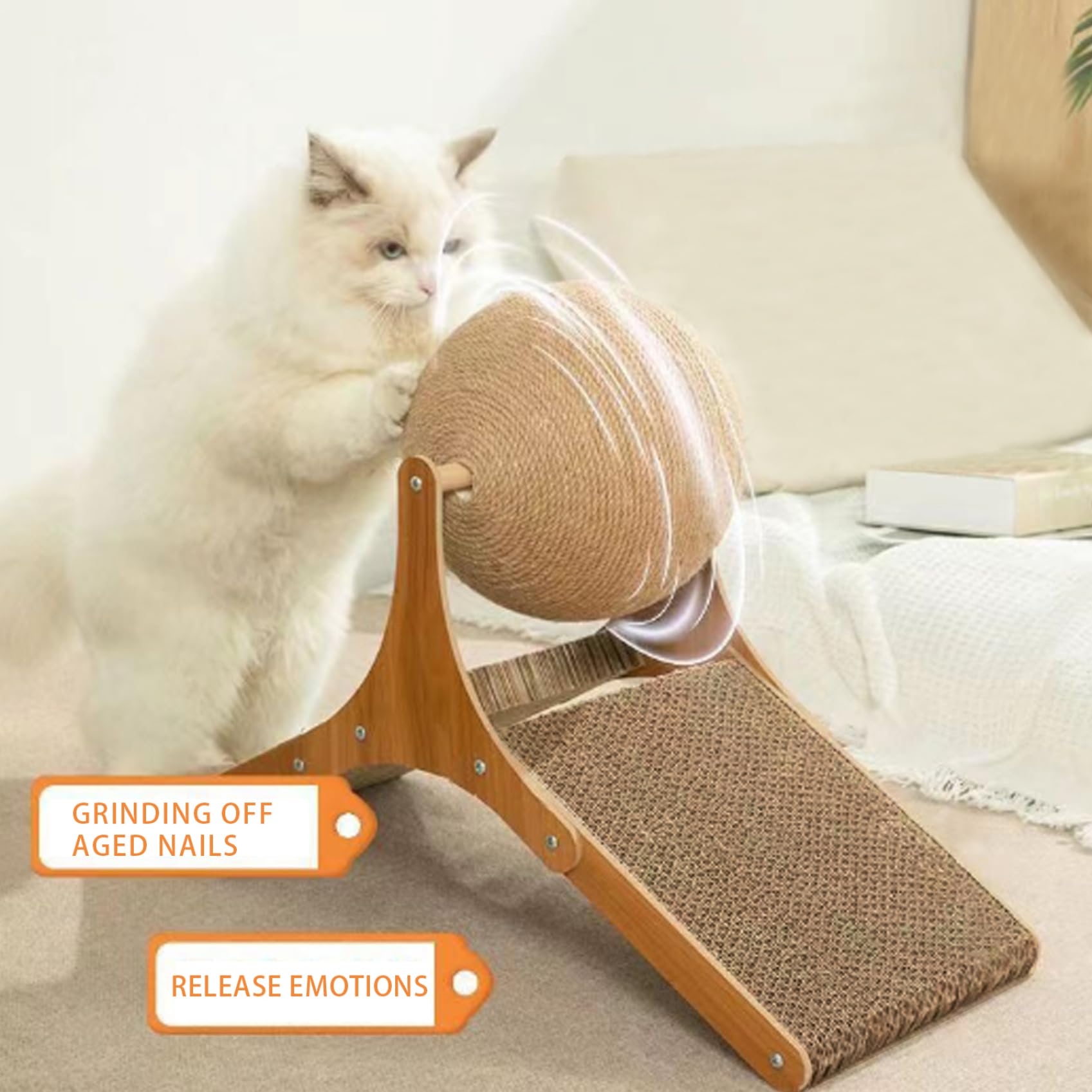 Griffoir Sphère En Sisal Pour Chat - Jouet Interactif Avec Plumes, 26x21 Cm