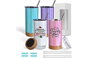 ColorSub 17 oz Sublimation Glitter Tumblers, Personalized Double Wall Stainless Steel Insulated Tumblers Cups Set