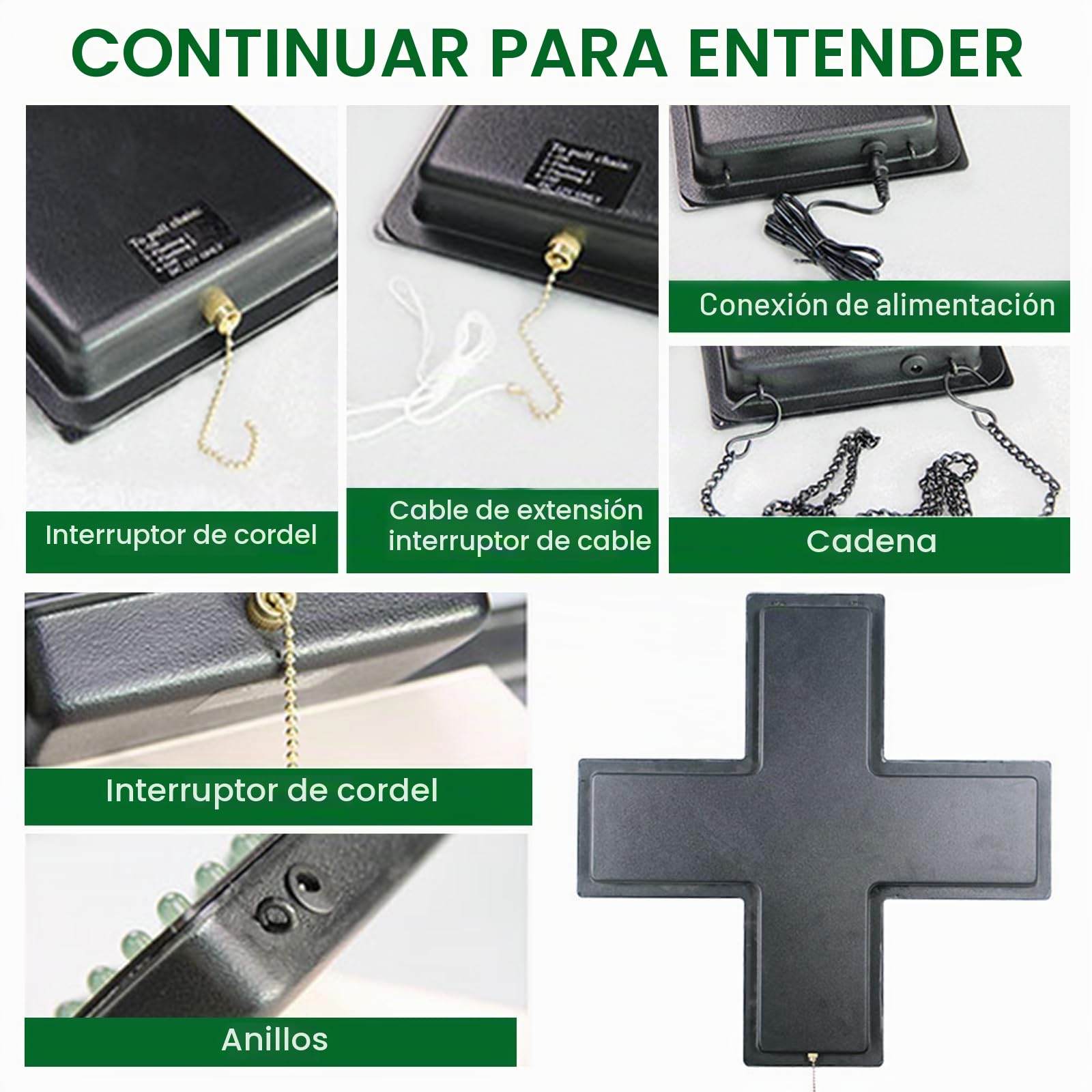 LED Neon Cross Sign, 48 * 48cm Brillante LED Farmacia Cruz para Pared Ventana Decoración, Farmacia Clínica