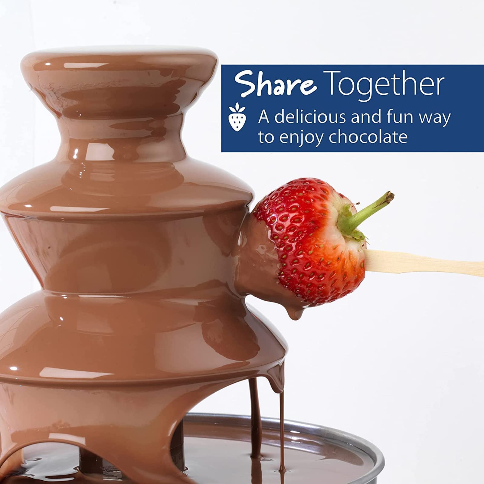 Fontana di Cioccolata Elettrica, Fonditore Elettrico A 3 Livelli, Fonduta di Cioccolata Calda con Vassoio da Portata di Frutta/Noci/Dolci Asportabili