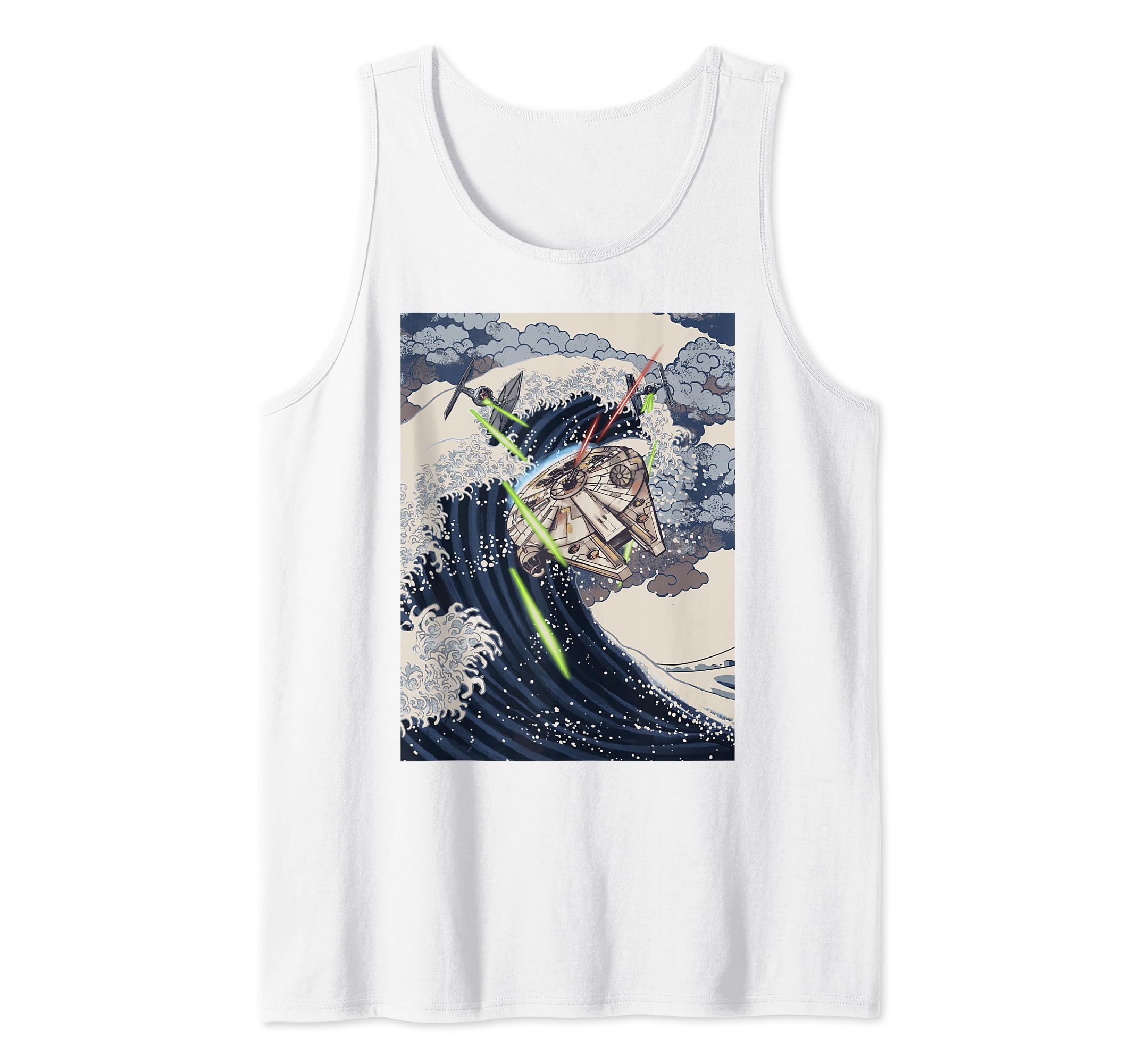 Star Wars Millennium Falcon Space Wave Poster Tank Top, White