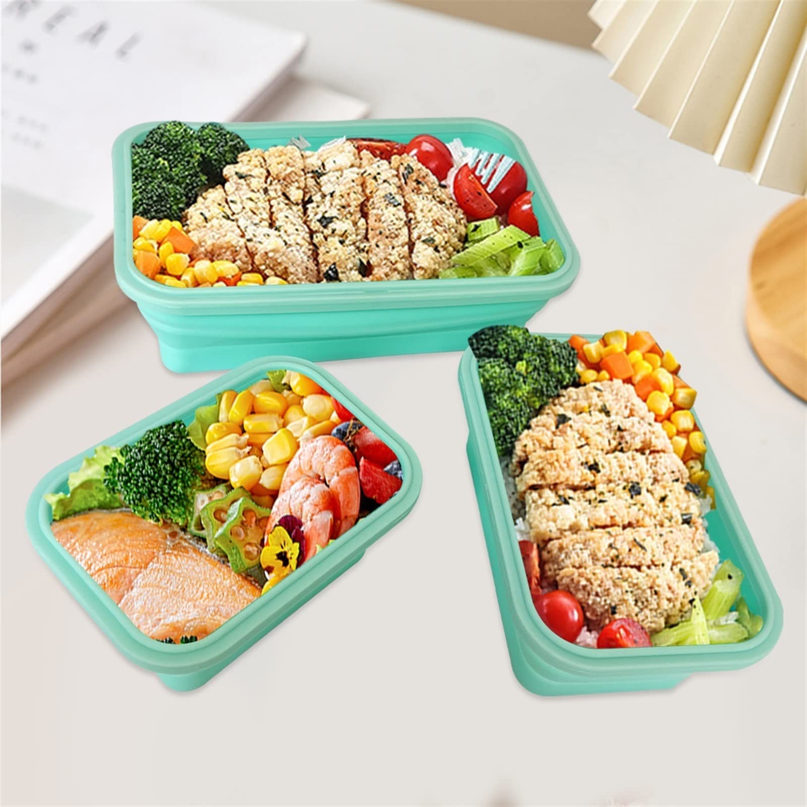 Brotdose, Bento-Boxen, faltbare Lebensmittelbehälter, tragbare Lunchboxen, Aufbewahrungsbehälter for Zuhause, Küche und Outdoor(Blue 1pc,800ml)