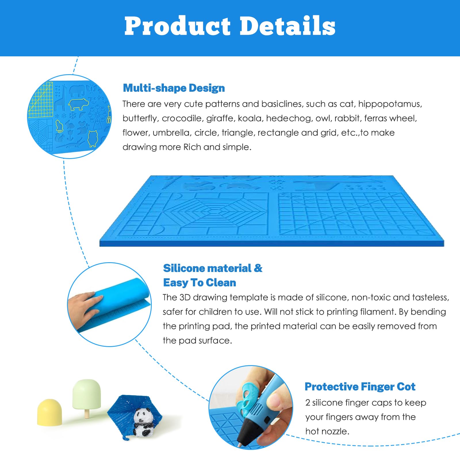 3D Pen Tracing Sheets 10 Pack - Reusable PVC Stencils 18x10cm For 3D Printing Pens