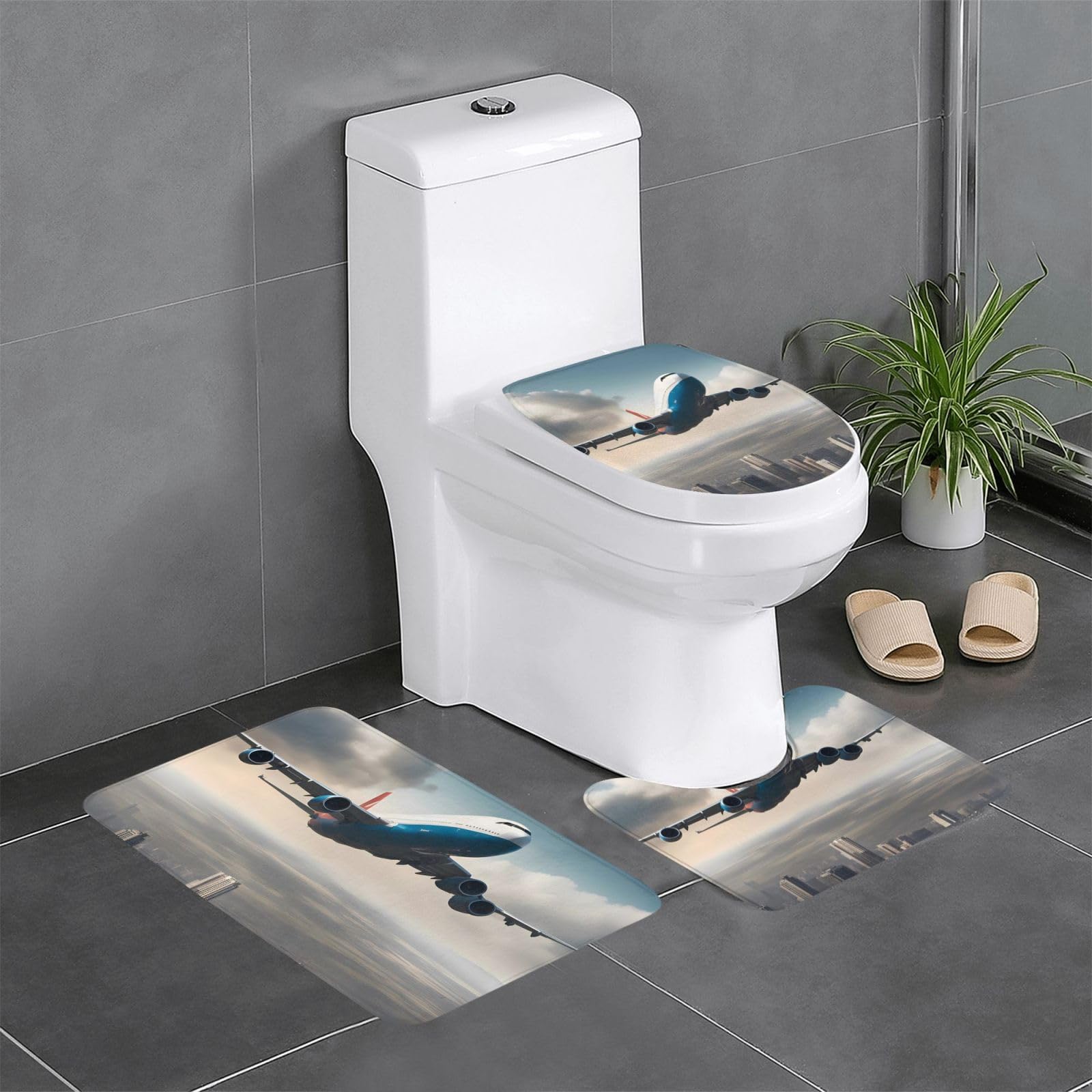 Tapis de bain antidérapant séchage rapide tapis douche motif avion