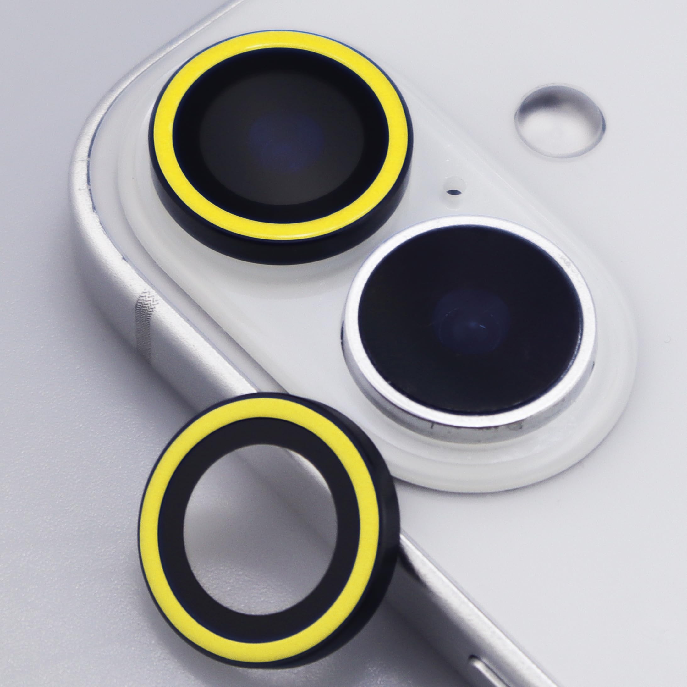 - Luminous Camera Lens Protector for iPhone 16/16 Plus Individual Metal Ring Tempered Glass Glow in The Dark Lens Cover (2PCS) (Yellow, for iPhone 16/16 Plus)