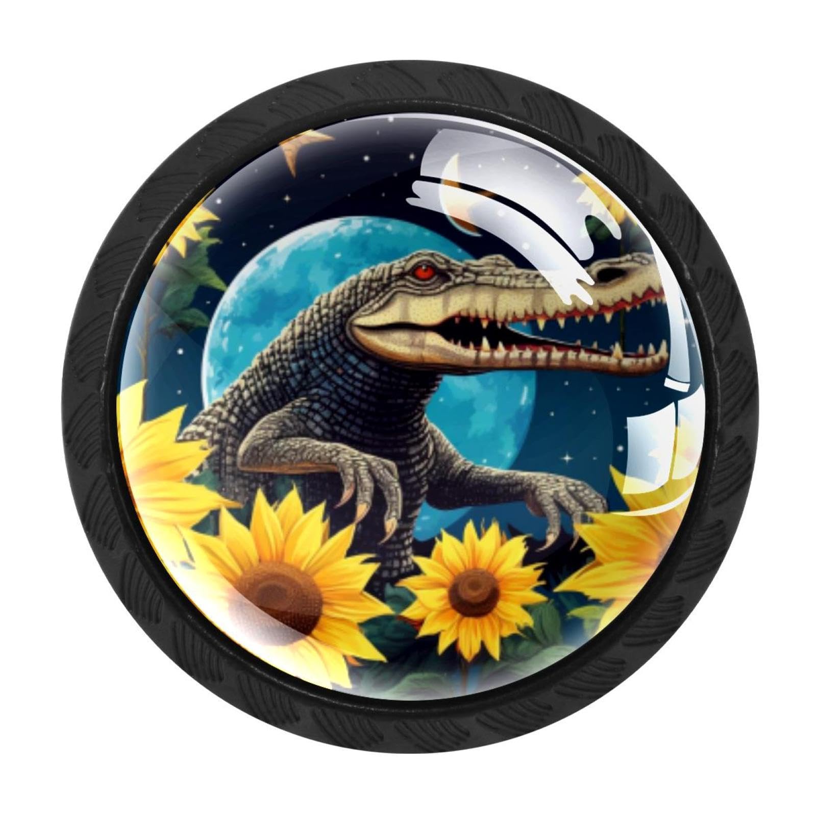 Chenzzzz Multicolored 03 Crocodile Starry Sunflower Drawer Knobs Pull Handles 4 Pcs Glass Cabinet Drawer Pulls For Home Kitchen Office Cabinet Cupboard