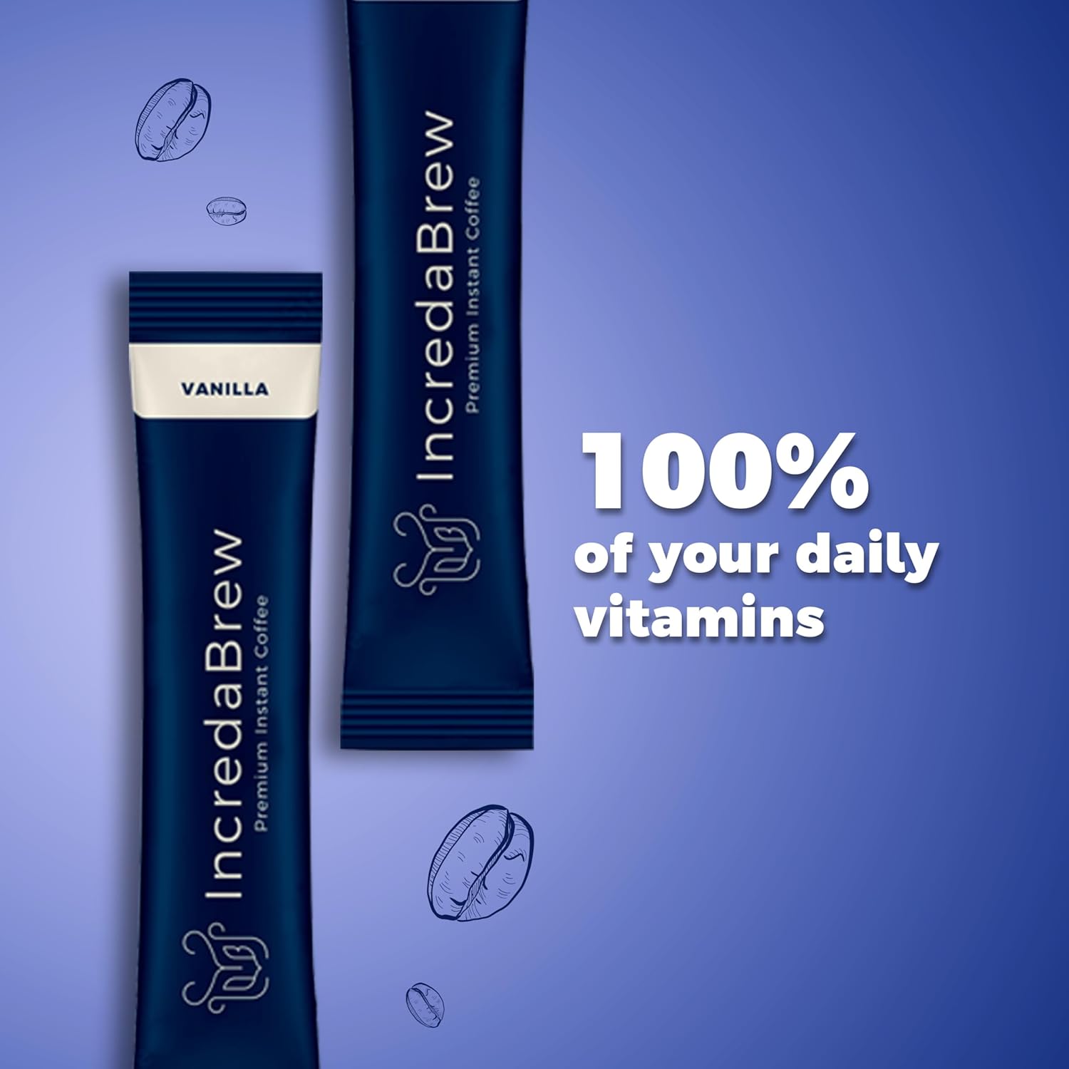 Incressabrew Vanilla Wellness Instant Coffee Powder - 20 Cups, Vitamin Rich Vanilla Coffee | Hot/cold coffee, tasted coffee for milk/black coffee. 20 x 2.2G instant coffee pouch, 44 grams Incressabrew Vanilla Wellness Instant Coffee Powder - 20 Cups, Vitamin Rich Vanilla Coffee | Hot/cold coffee, tasted coffee for milk/black coffee. 20 x 2.2G instant coffee pouch, 44 grams