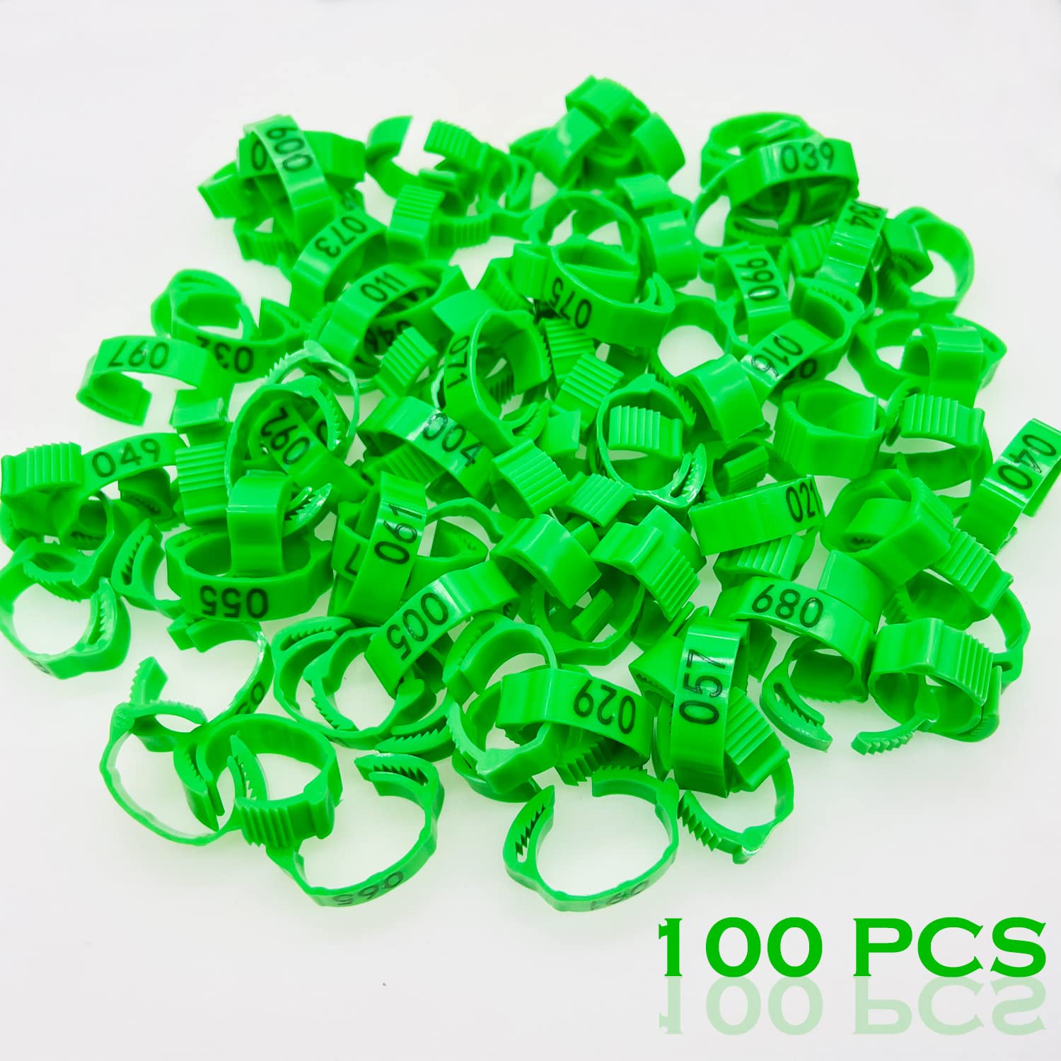 200 Anneaux D’Identification Numérotés Pour Poules, Canards, Oies – Multicolores (Orange & Vert) – 1 à 100 – Clip Réglable