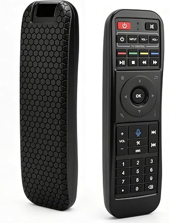Silicone Protective Case for Super Box RC-200 Smart Voice Remote Control Case Cover Skin Holder Sleeve for Superbox S5 PRO,S4 PRO,S5 MAX,S6 MAX,S6 Ultra Replacement Remote Bumper Cover-Black