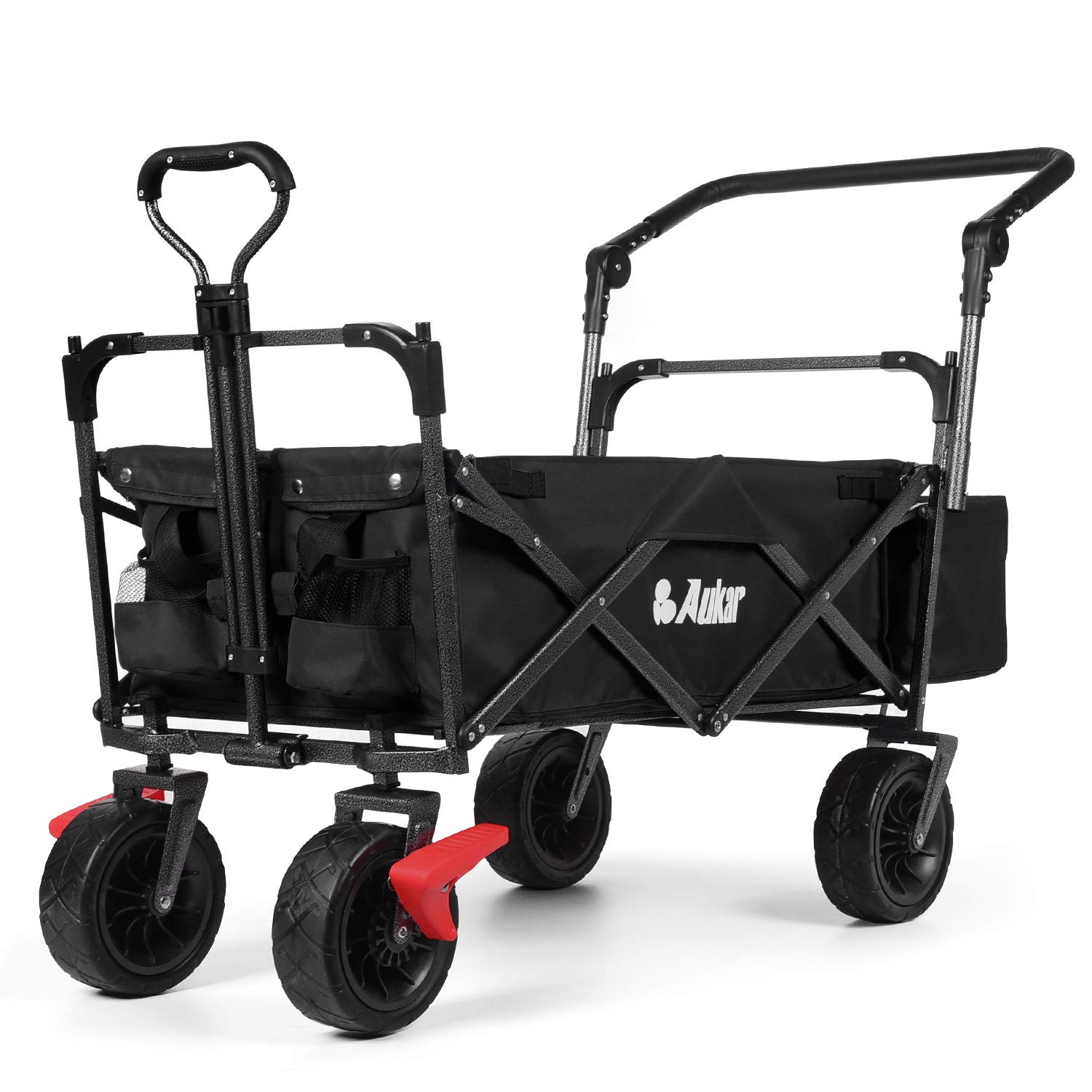 AUKAR Collapsible Canopy Wagon Heavy Duty Utility Outdoor Garden Cart