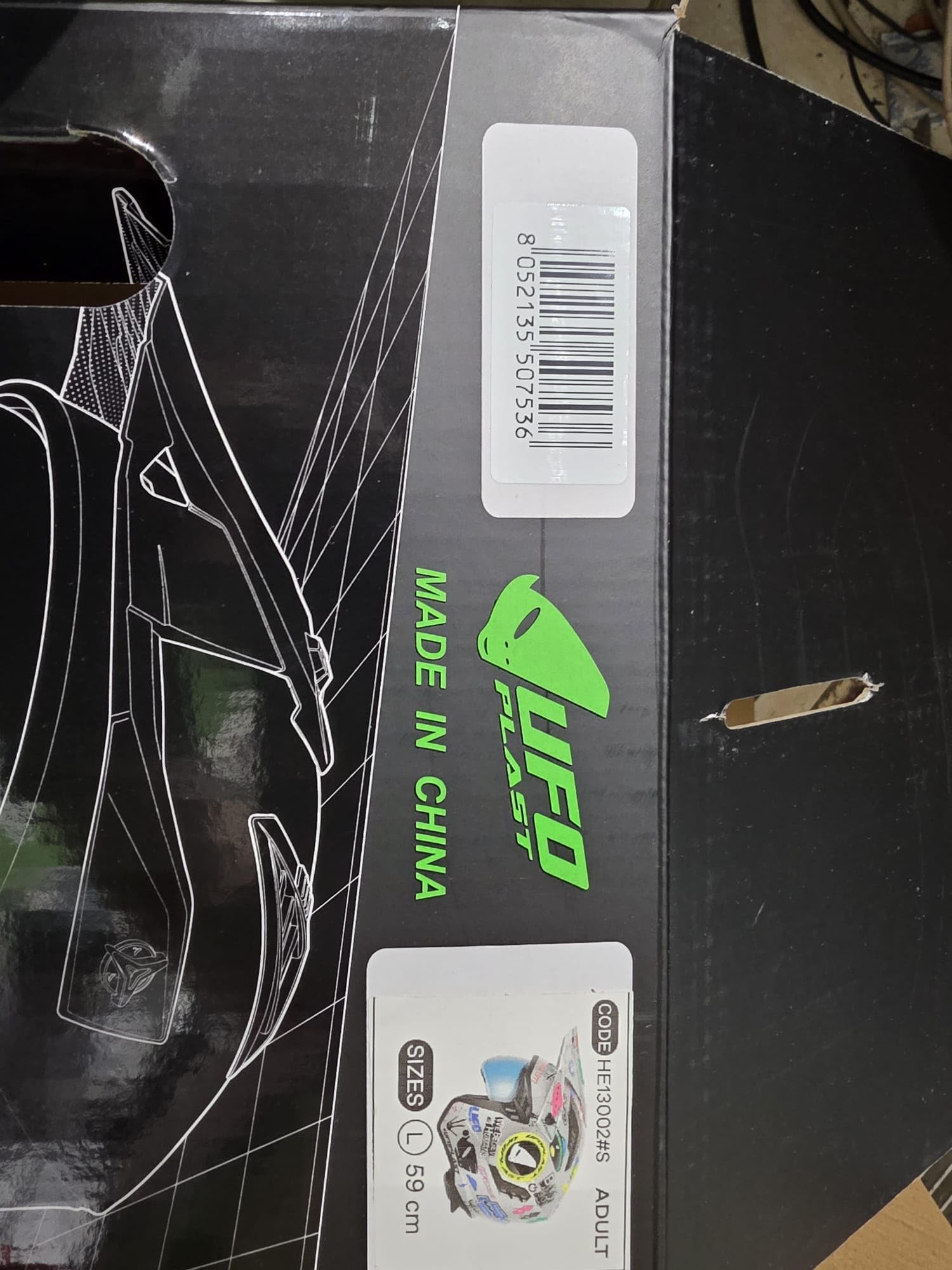 Casco Moto Trial UFO serathan Logos Gris Plata Grafic Talla L
