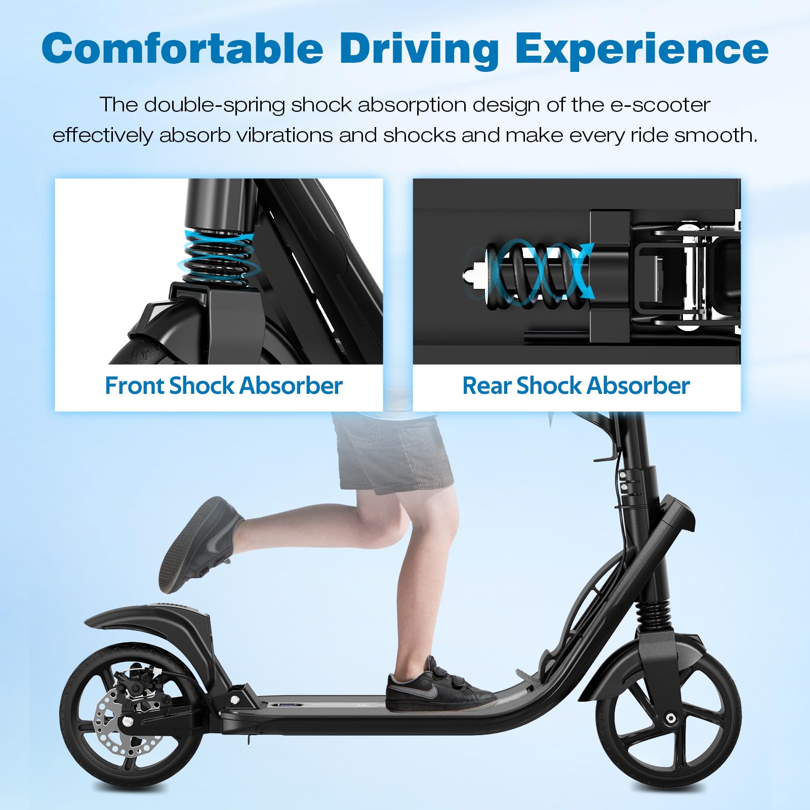 EVERCROSS K8 Stunt Scooter, Grandes Ruedas 200 mm, City Patinete Ajustable en Altura y Plegable, Deportivos Scooter de Aluminio Estable para Niños, hasta 100 kg, Doble Freno, Doble Amortiguación