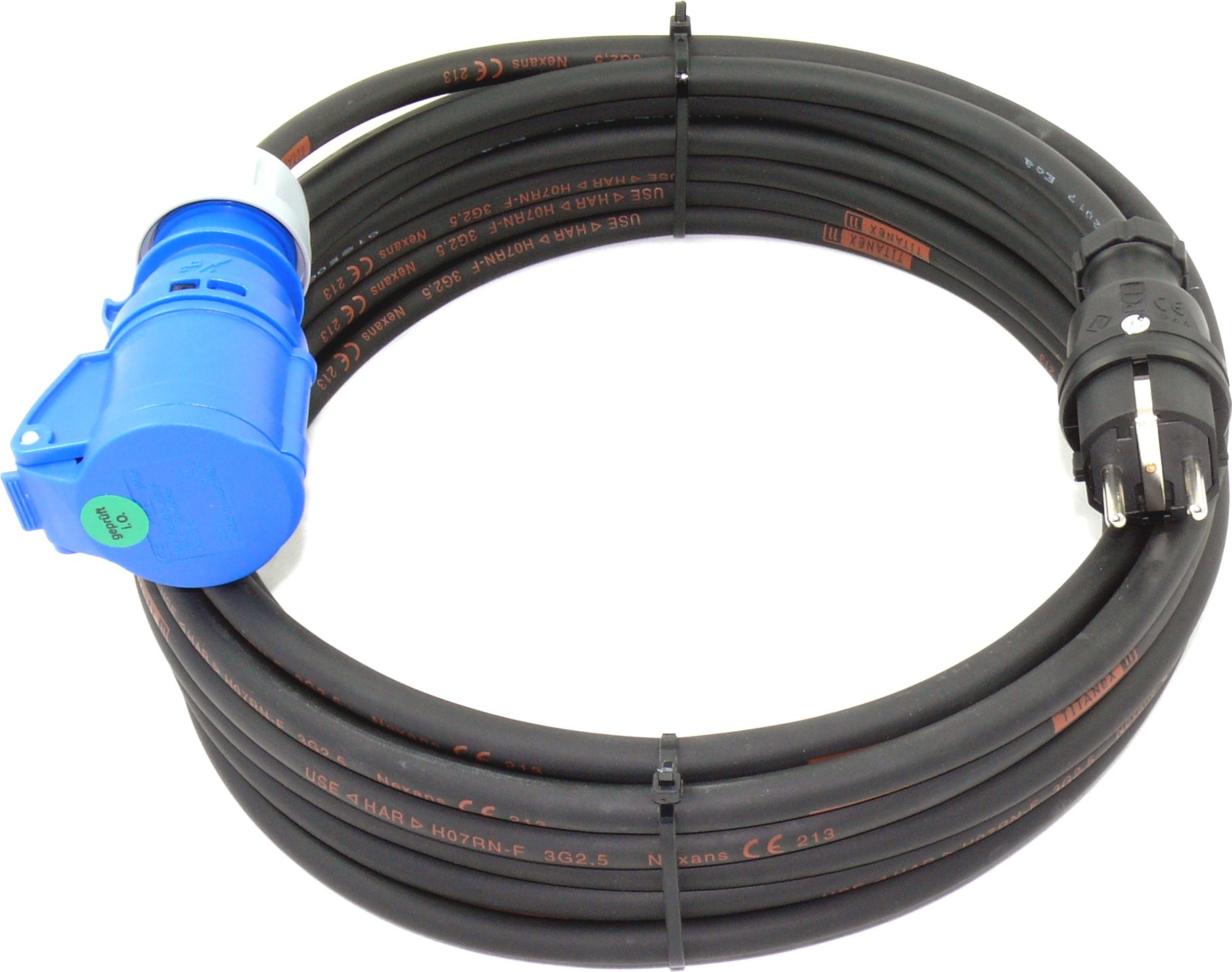 PCE Schuko Vollgummi auf CEE Adapter TITANEX H07RN-F 3G2,5 3x2,5 5m