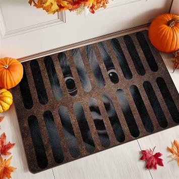 Halloween Doormat 3D Illusion Girls Drain Door mat Outdoor Entrance Halloween Festival Carpet for Outside Entrance Or Porch Entry Entrance Decoration, 18" x 30"Inch