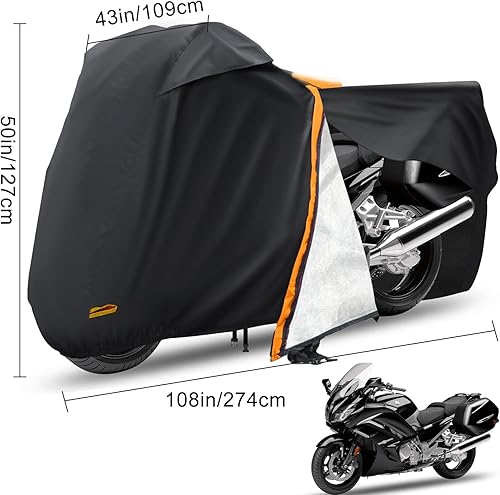 Miniatura 2 de Funda para motocicleta, impermeable, con cremallera, para todas las estaciones, resistente al viento, alta resistencia al calor, al polvo y a la
