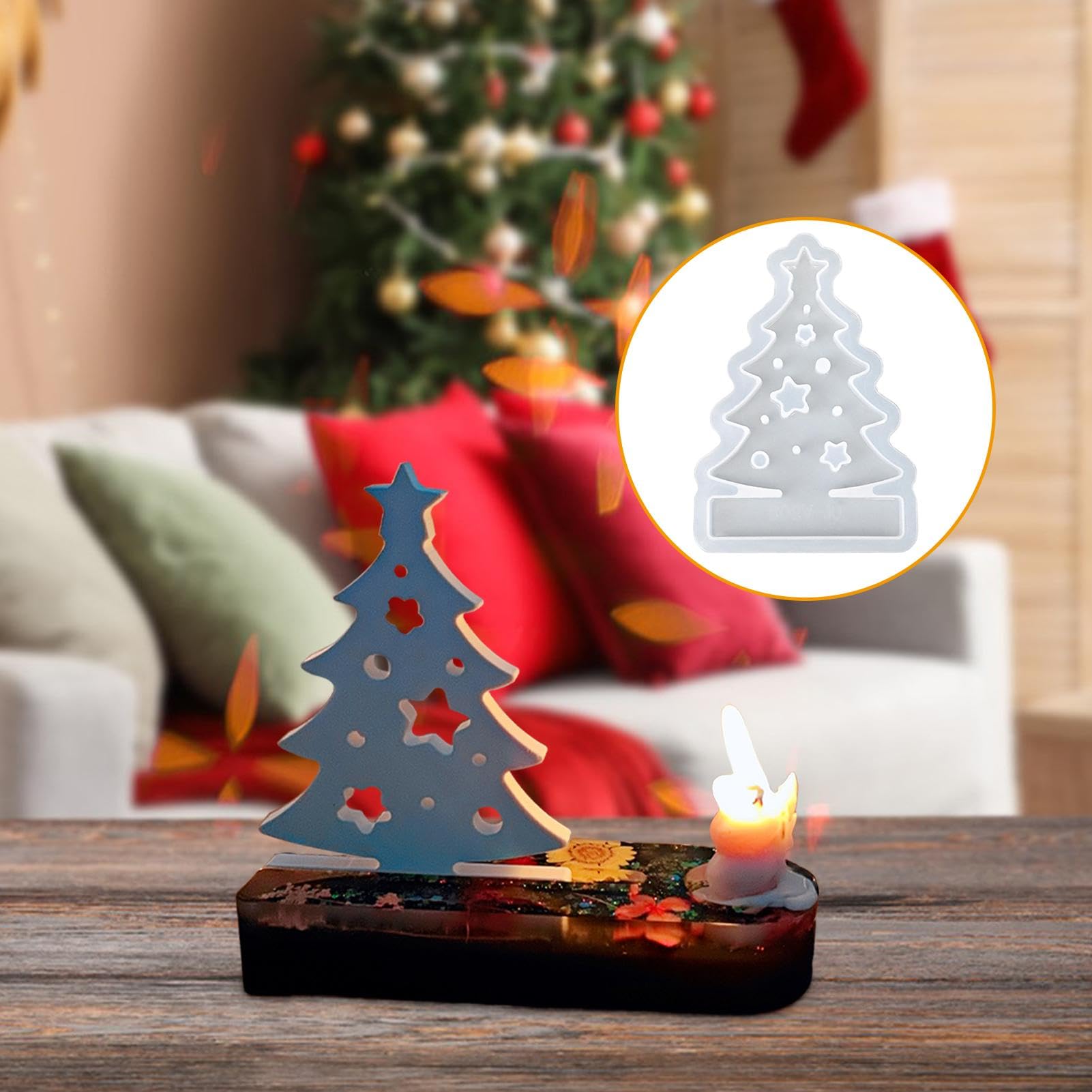 Nomeni Moule En Silicone DIY Lot De 1 Moules à Bougie De Noël Moules à Bougie Arbre De Noël Moules à Bougie Pour Arroser Bougies 3D Moules En Silicone Pour Bougies Parfumées