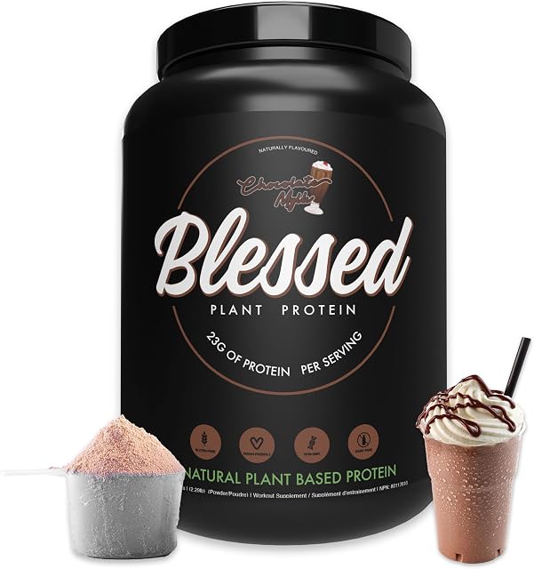 Blessed Vegan Protein Powder - Plant Based Protein Powder Meal Replacement Protein Shake, 23g of Pea Protein Powder, Dairy Free, Gluten Free, No Sugar Added, 30 Servings (Chocolate Mylk)