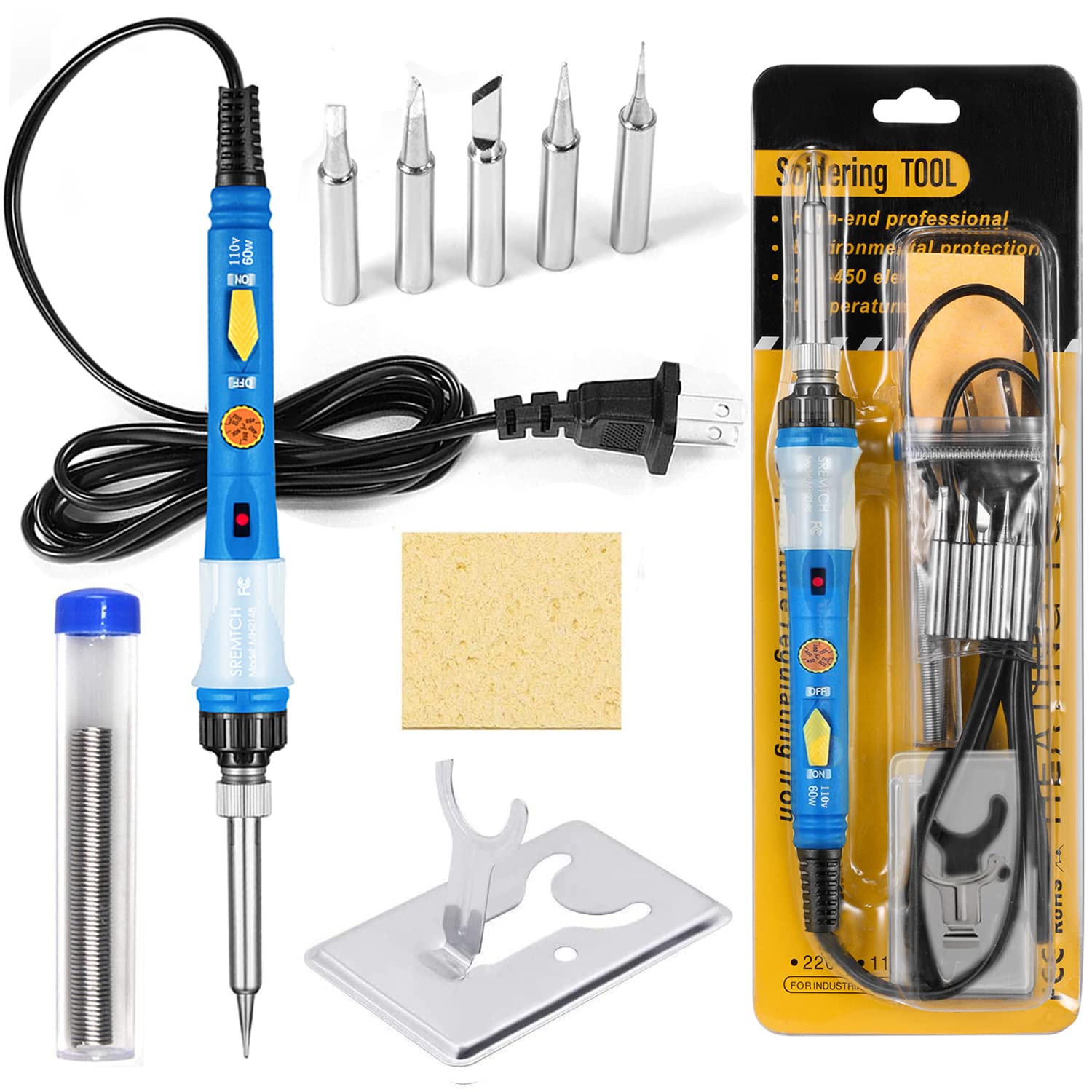 Fer à Souder 60W Réglable 200-450°C Kit Complet Avec Pannes Et Fil - Précision Pro