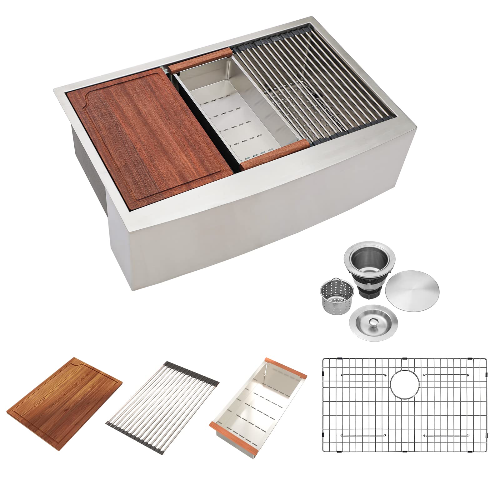 36 Inch Farmhouse Workstation Kitchen Sink Beslend 36”x22”x10