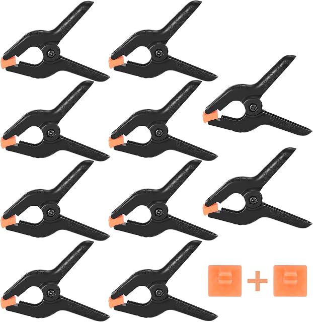 ROSNONG 10Pcs Plastic Spring Clamps 3 Inch Heavy Duty Spring Clips Set,Small clamp 9.5cm Long Photo Cloth clamp Background Fabric Clip