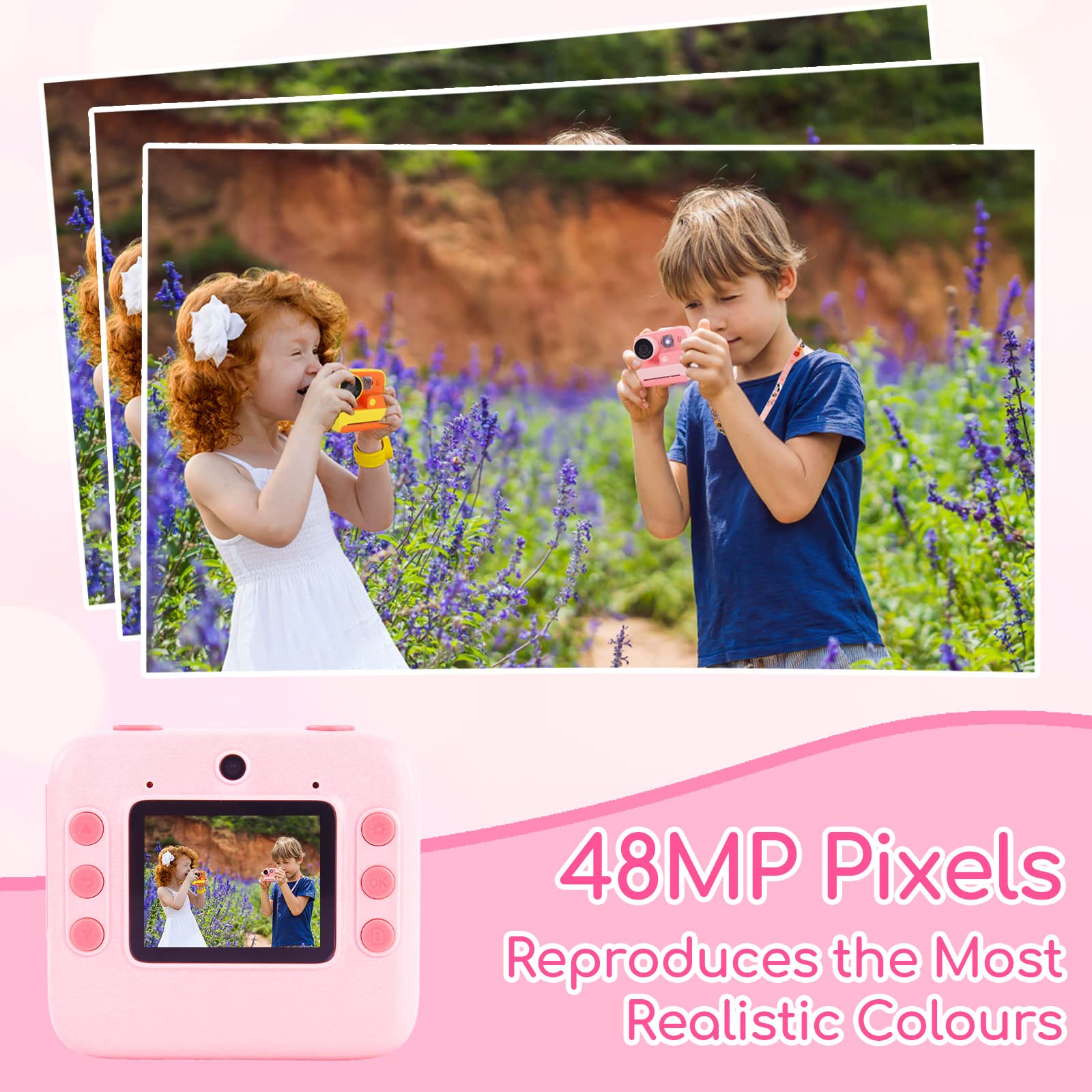 Sofortbildkamera Kinder 2.0 Zoll LCD 1080P HD mit Druckpapier und 32GB SD Karte