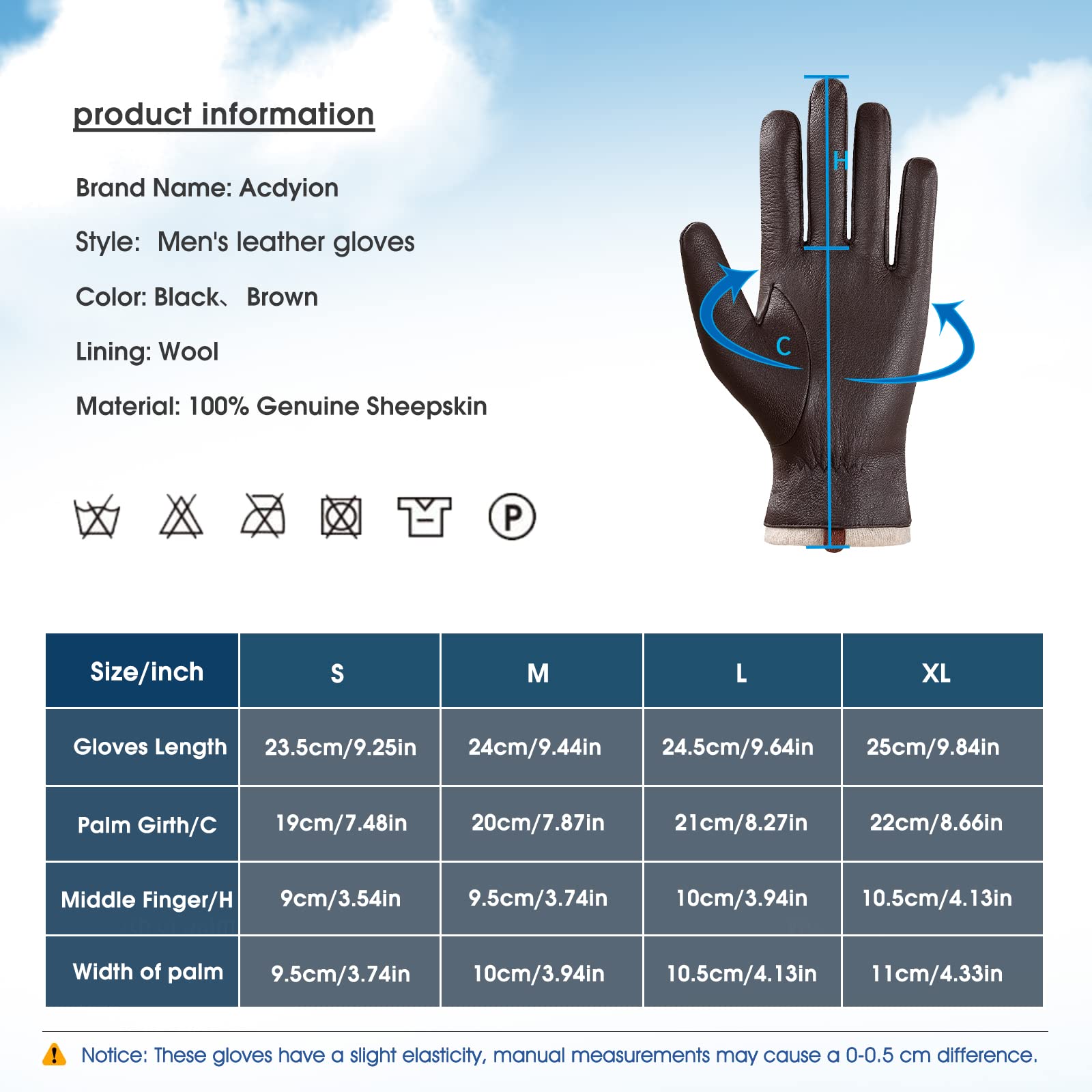 Acdyion Guantes de invierno para hombre, de piel, para pantalla táctil, informales, para exteriores, con forro térmico suave y cálido para vestido, conducción