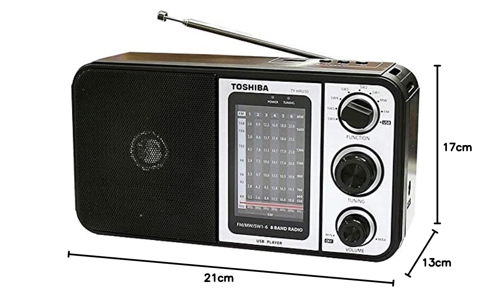 Rádio Toshiba Retro TY-HRU30 FM/AM Entrada USB -MP3 Digital Sound