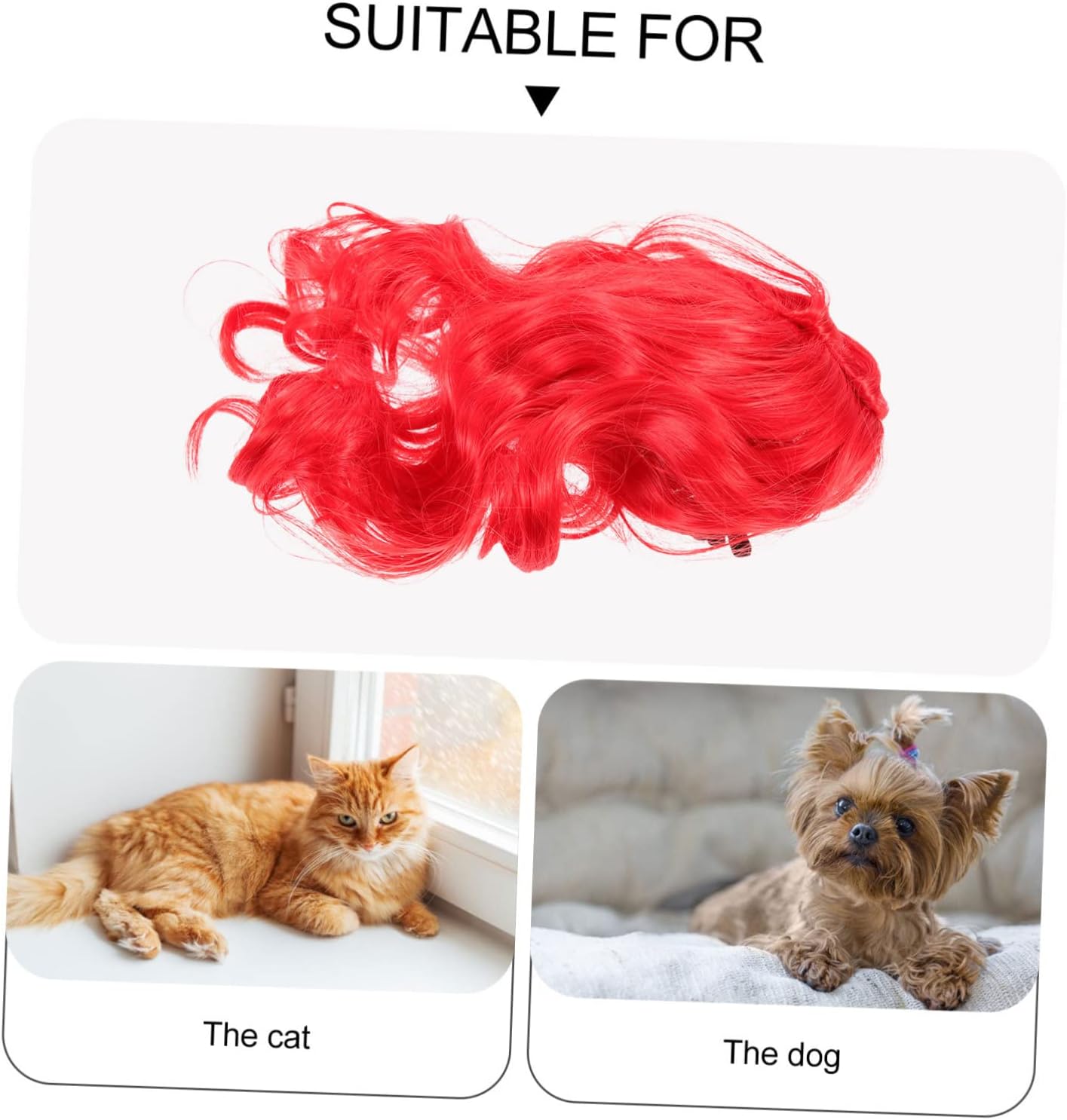 Mipcase 4pcs Dog Curl Wig for Pets Adorable Puppy Headdress for Parties and Festivals Comfortable Elastic and Cats Cosplay Hairpiece for Fun Dress-up