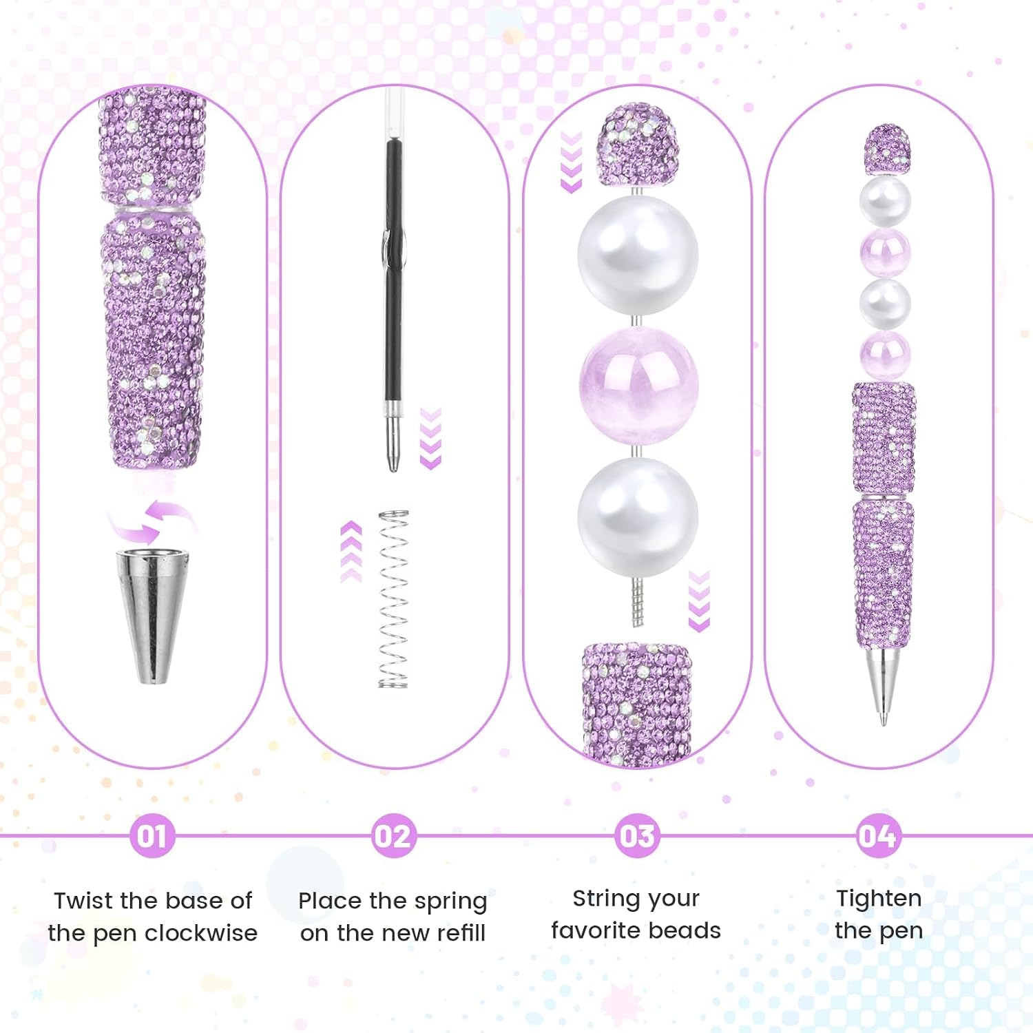 18 Pcs Glitter Rhinestone Beadable Pens Beaded Pens Bulk Bling Fancy image 2