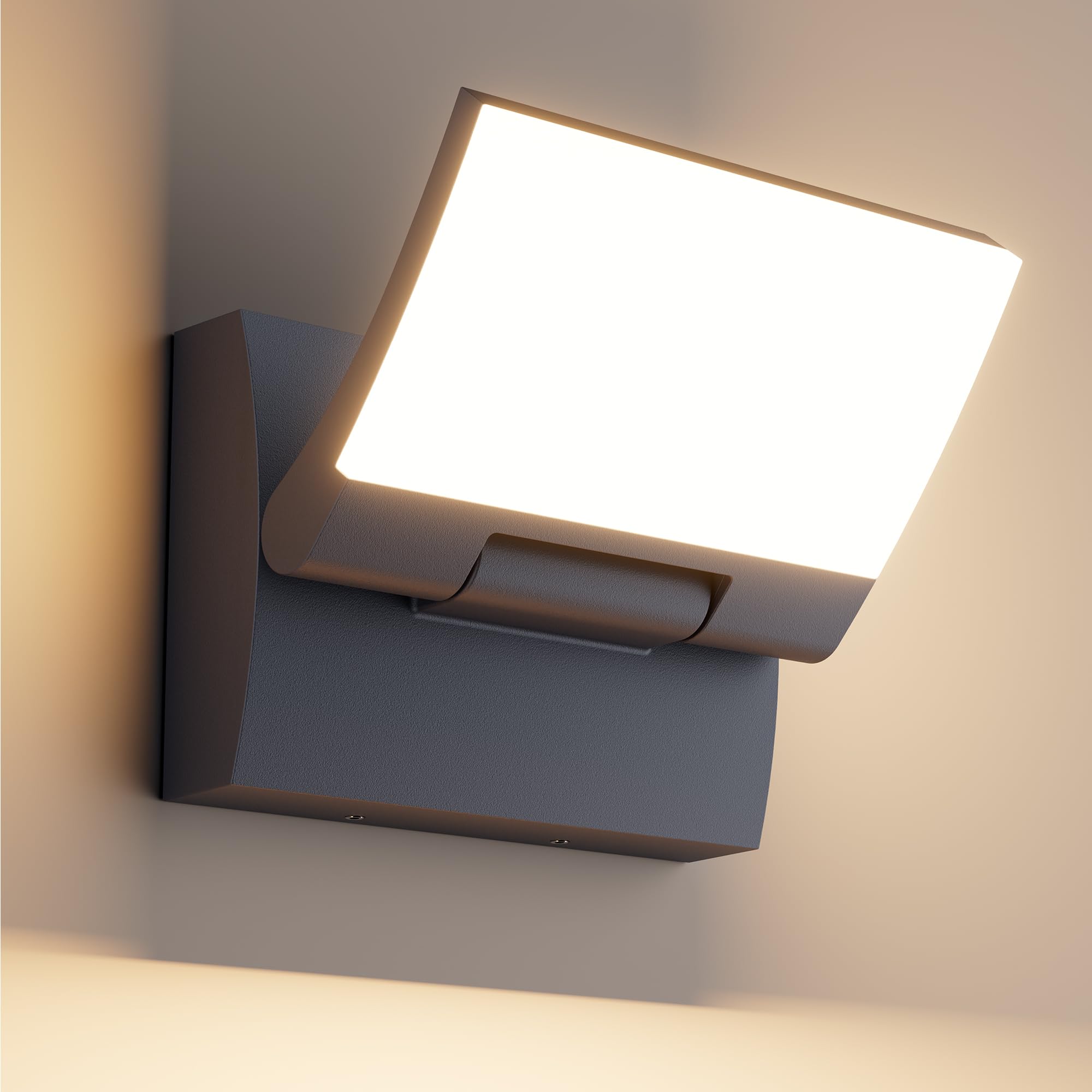 K-Bright Lámpara de Pared LED 30W Exterior/Interior, Antracita,3000K | Panel orientado 180°con protección IP65, Aluminio + PC, 144LED 2000lm para exteriores e interiores (Entrada, terraza, jardín)