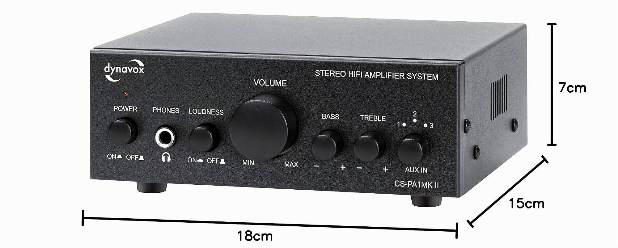 Dynavox Mini-ampli HiFi CS-PA1 MK II, Réglage Basses/aigües, Sortie Casque Jack 6,3 mm, Coloris Noir