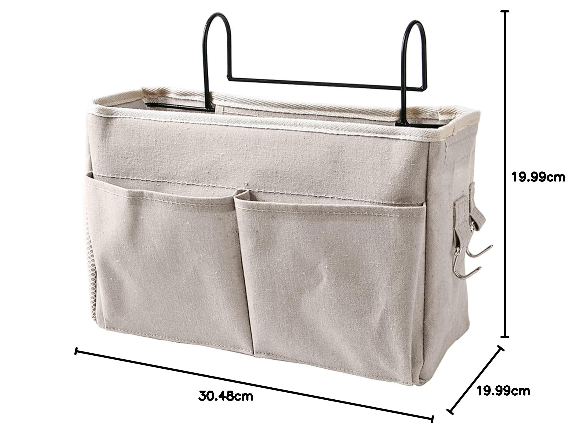 Hanging Bedside Storage Bag - Felt Organizer Caddy With Water Bottle Holder For Bed Rails, Sofa & Bunk Beds